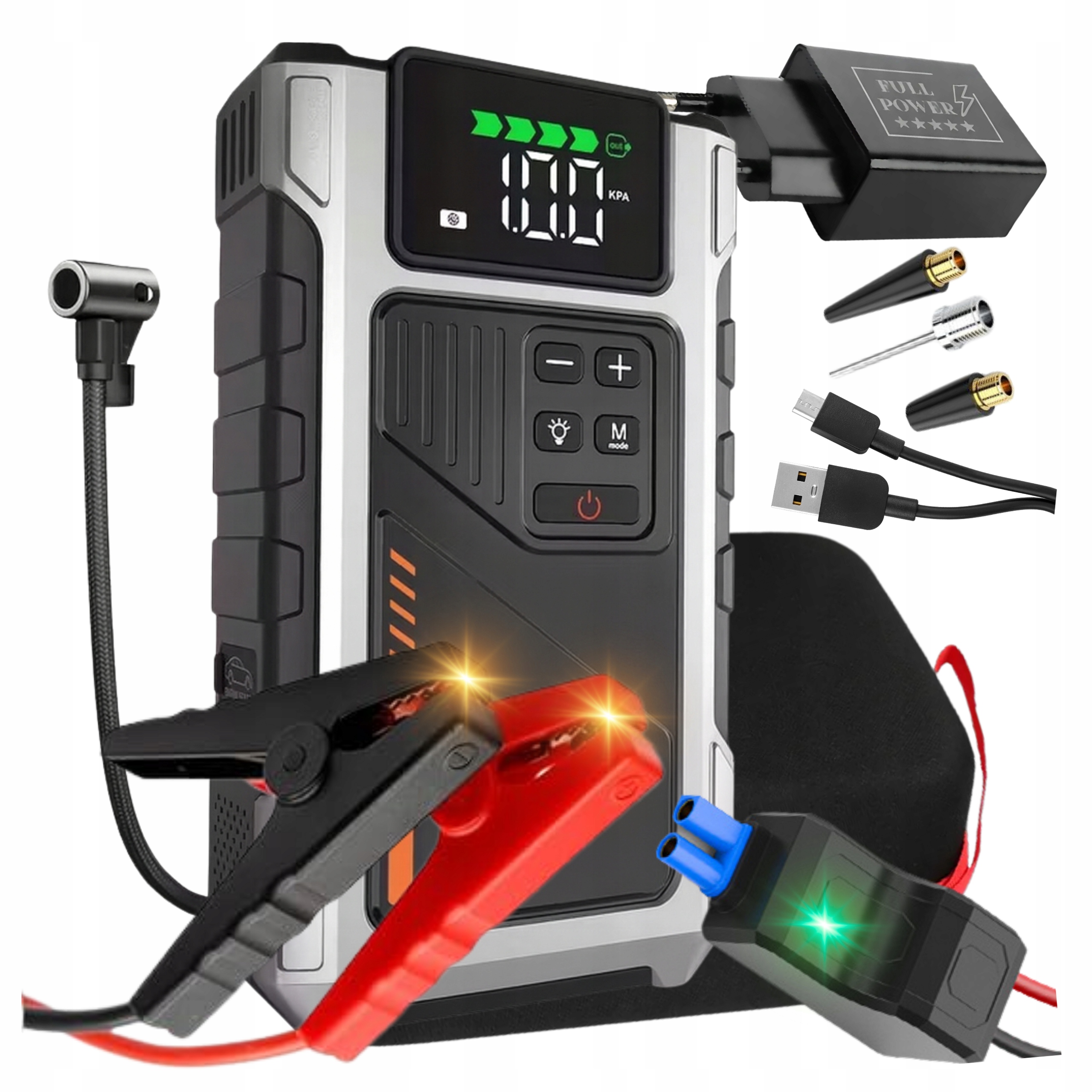 Nejvýkonnější Startovací Booster Jump Starter 6000A S Kompresorem 10 Bar