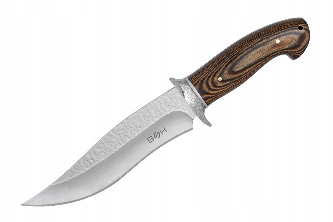 Nóż Myśliwski Clip Point Stal 440 Drewno Bsh Adventure Pokrowiec N217B