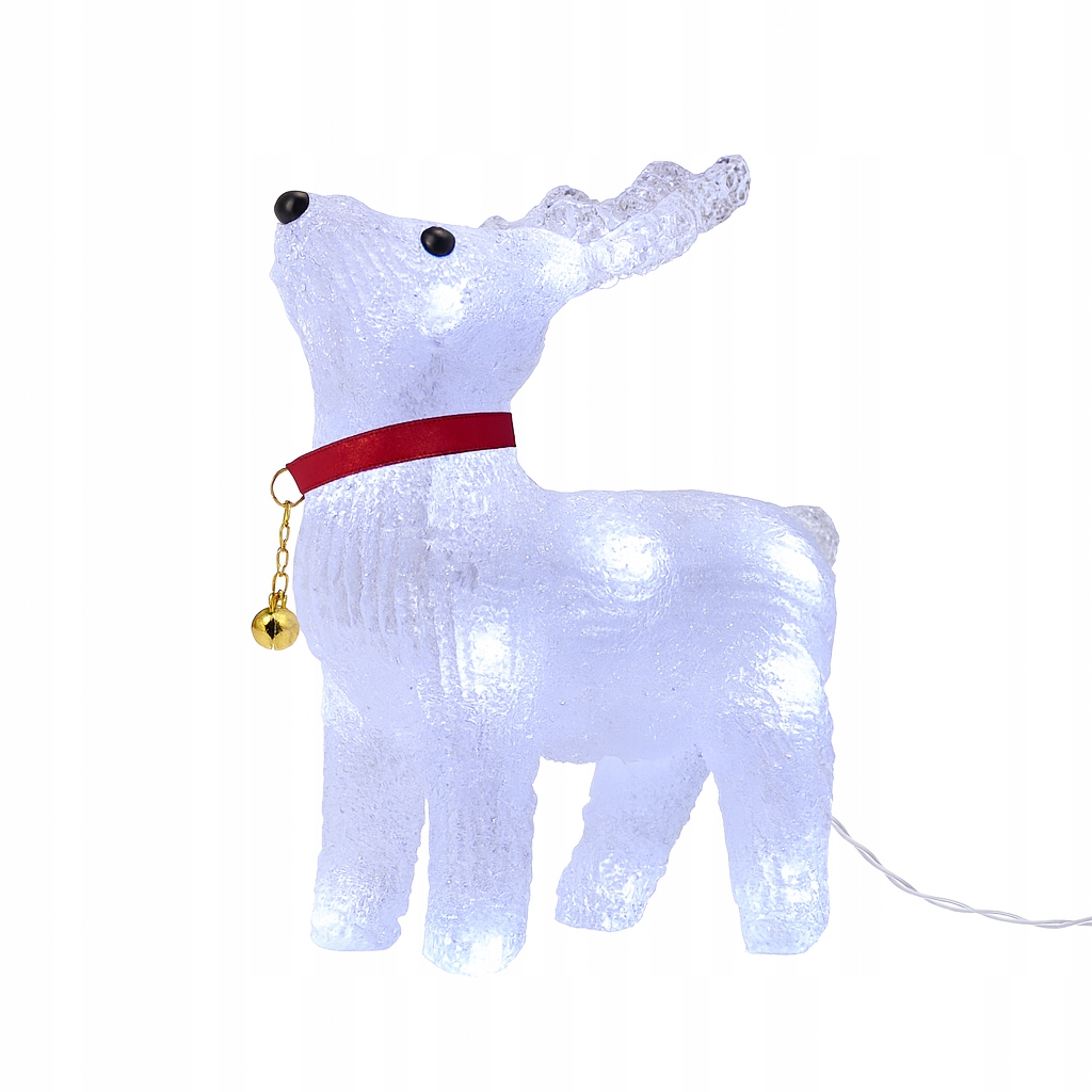 OZDOBA ŚWIĄT ŚWIĄTECZNA RENIFER AKRYL LED 3D BIAŁY ZIMNY NA PRĄD 23CM
