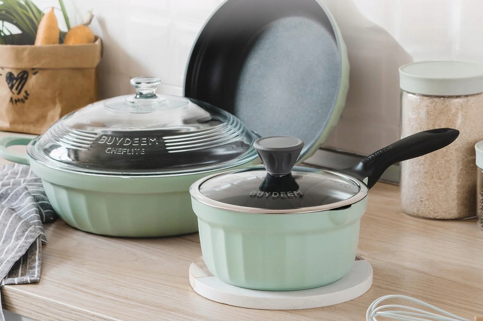 BUYDEEM Rondel emaliowany 1,8L CP141 Cozy Greenish — 5