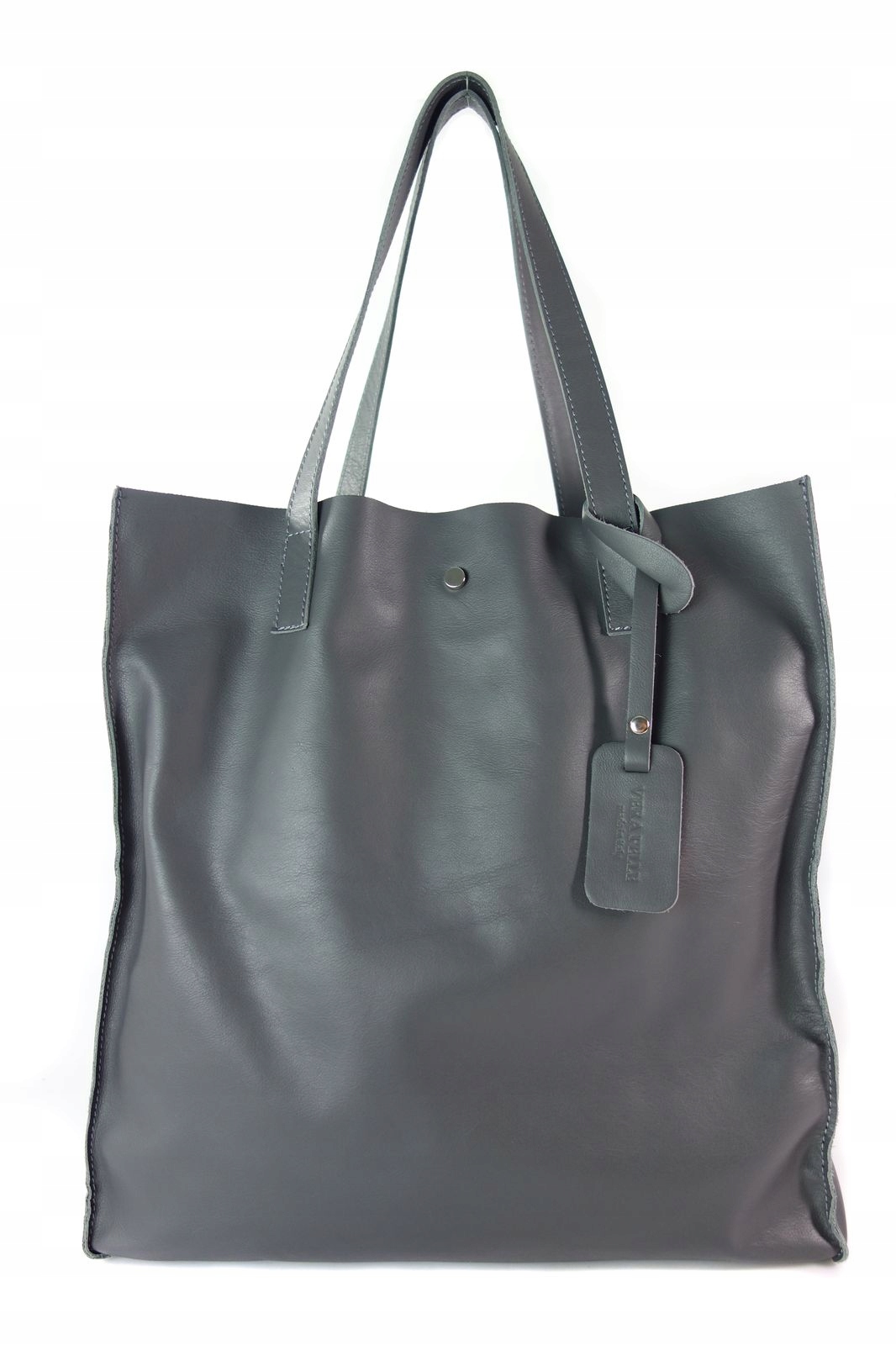 Taška Vera Pelle Italská kůže Shopper na rameno A4 Šedá Grafit