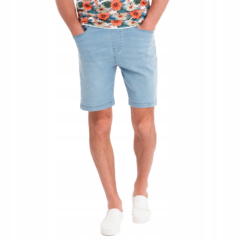 Pánské džínové šortky s efektem praní, světle modré OM-SRDS-0192 V1 vel. L