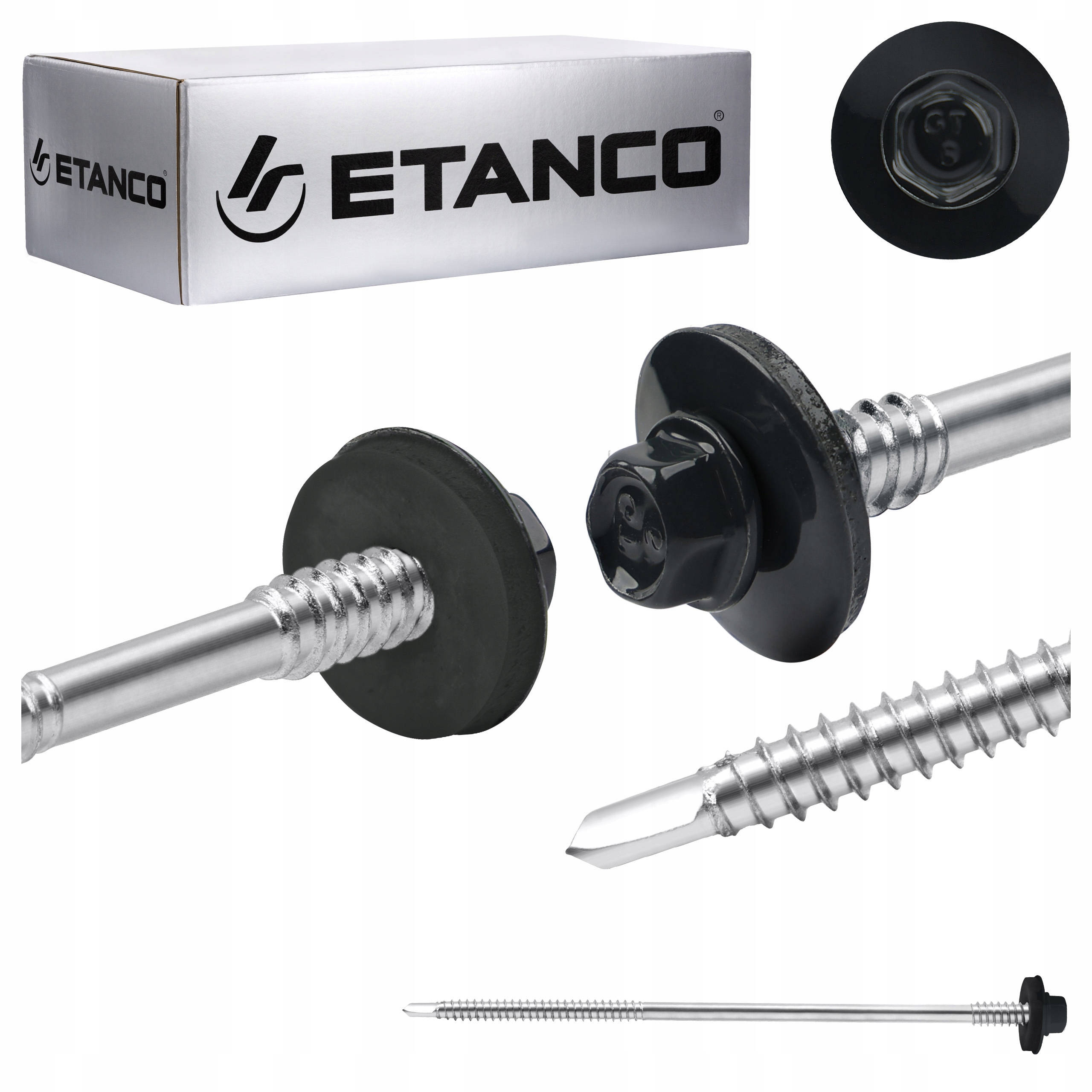 Wkręty do płyty warstwowej 150 mm Ral 7016 100 szt. do metalu Etanco GT6