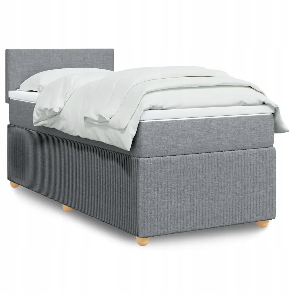Box spring postel s matrací světle šedý 100 x 200 cm textil Šedá 3287360