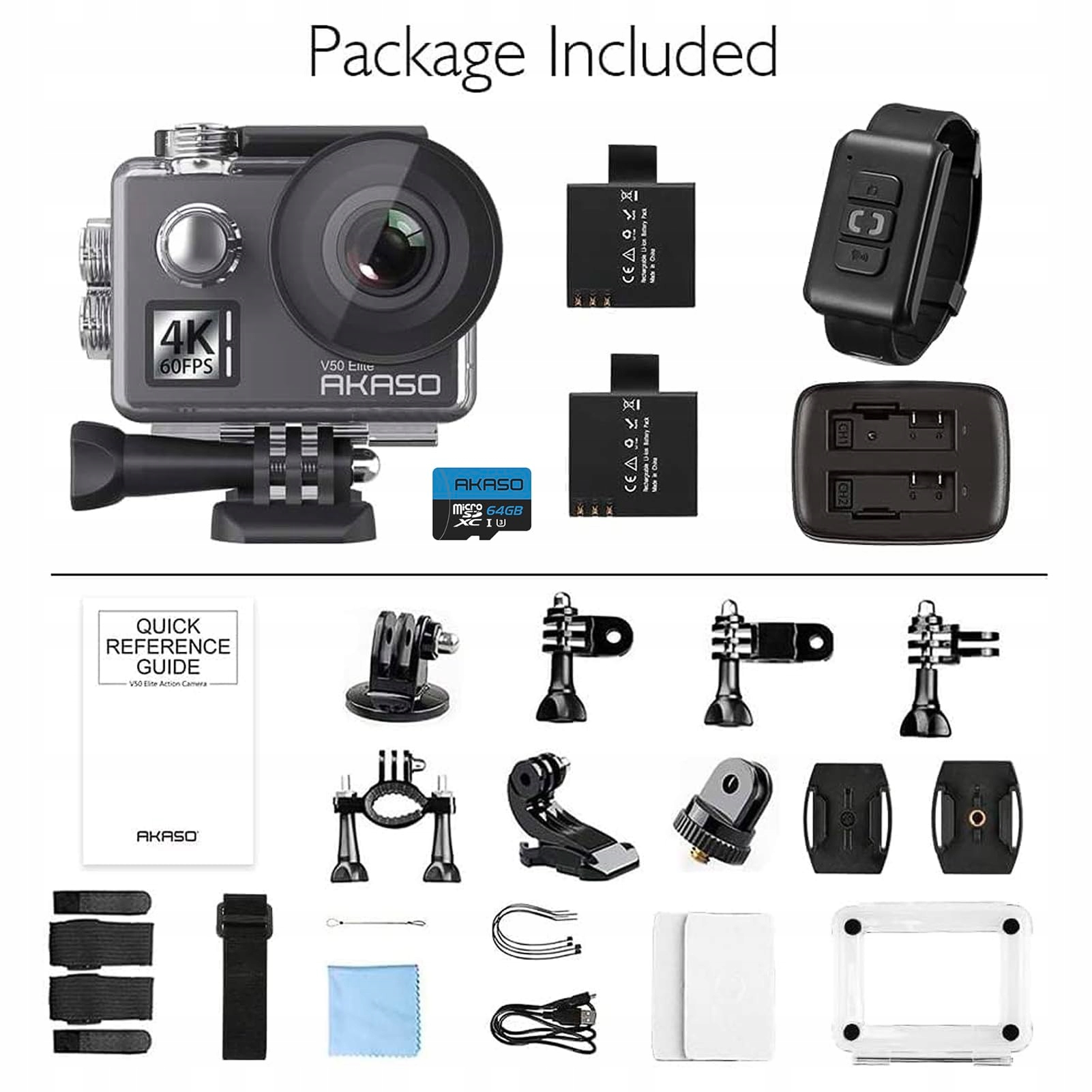 AKASO V50 Elite Kamera 4K 60FPS 20MP WiFi Dotykowy Ekran 40M Sportowa — miniatura 7