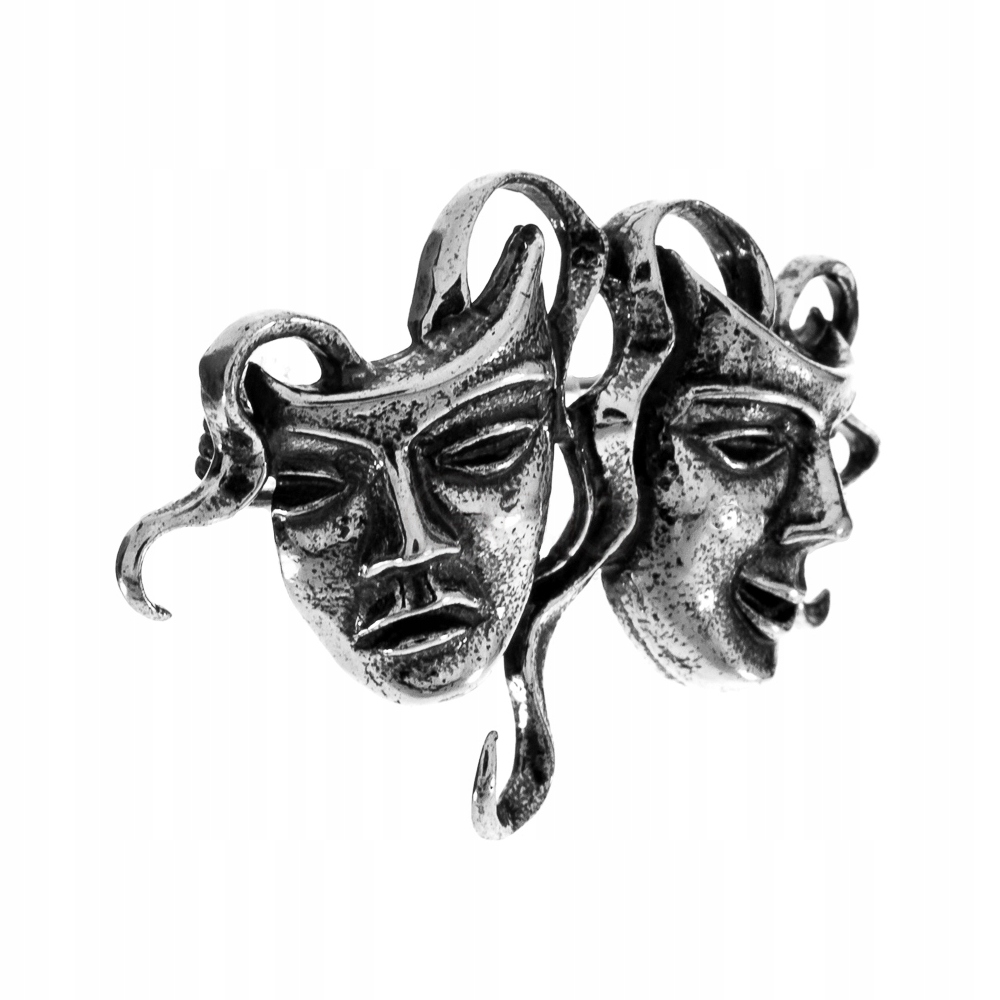 SREBRNA BROSZKA MASKI TEATRALNE TEATR MASKA 925 Marka Angel gold