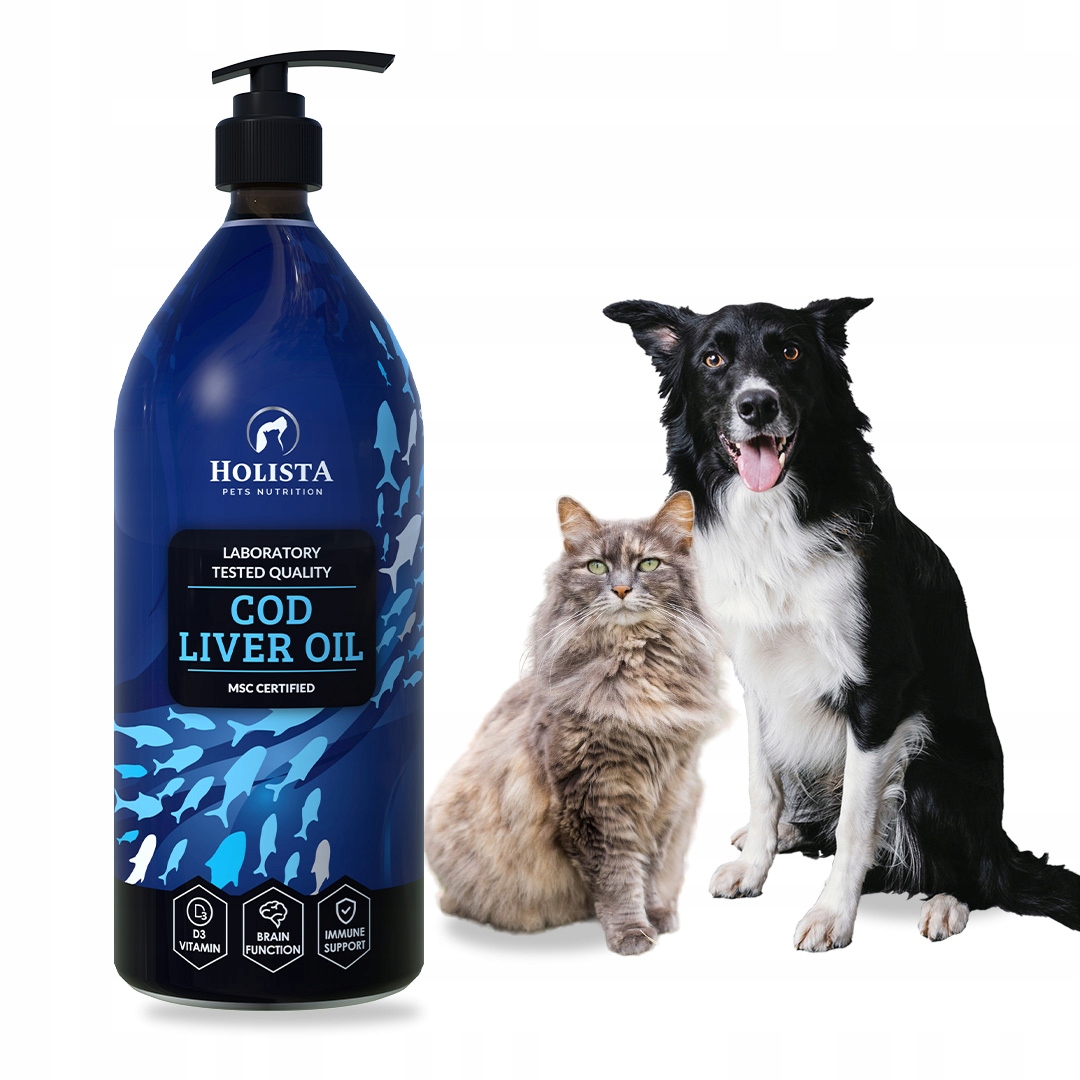 Holista Cod Liver Oil Tran Olej z Dorsza dla Psa Kota Witaminy A D3 1000ml