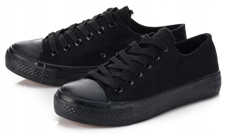 

744 Czarne Niskie Trampki Tenisówki Black 37