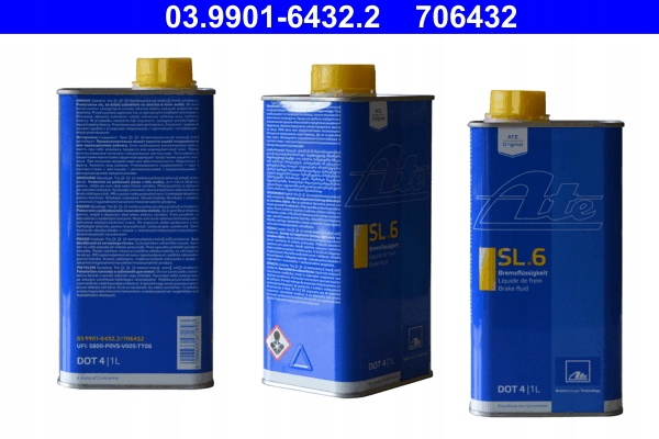 ATE PŁYN HAMULCA DOT4 1L (SL6) Pojemność opakowania 1 ml