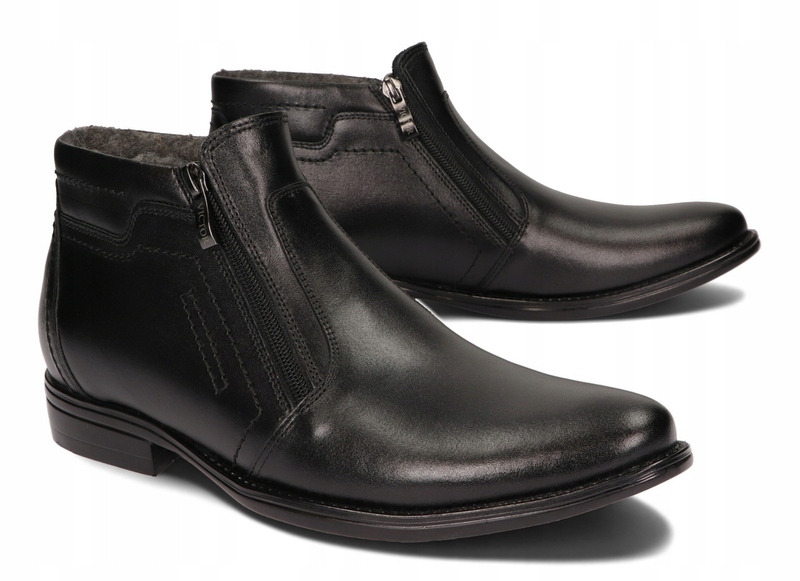 SZTYBLETY BUTY ZIMOWE POLSKIE SKÓRA 336 CZARNY 42