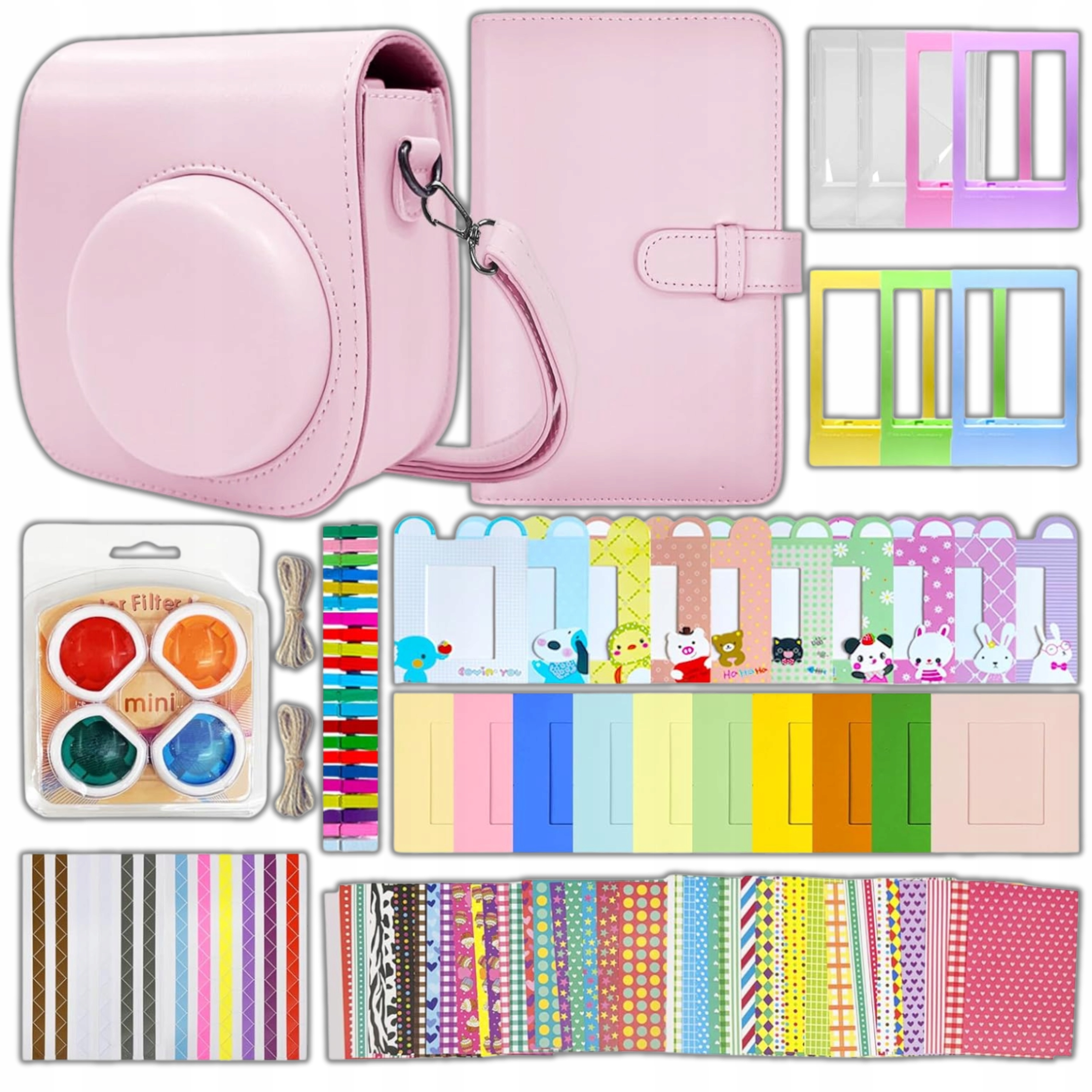 Etui Do Fujifilm Instax Mini 12 11 10 9 8 Dodatki Zestaw Do Aparatu Różowy