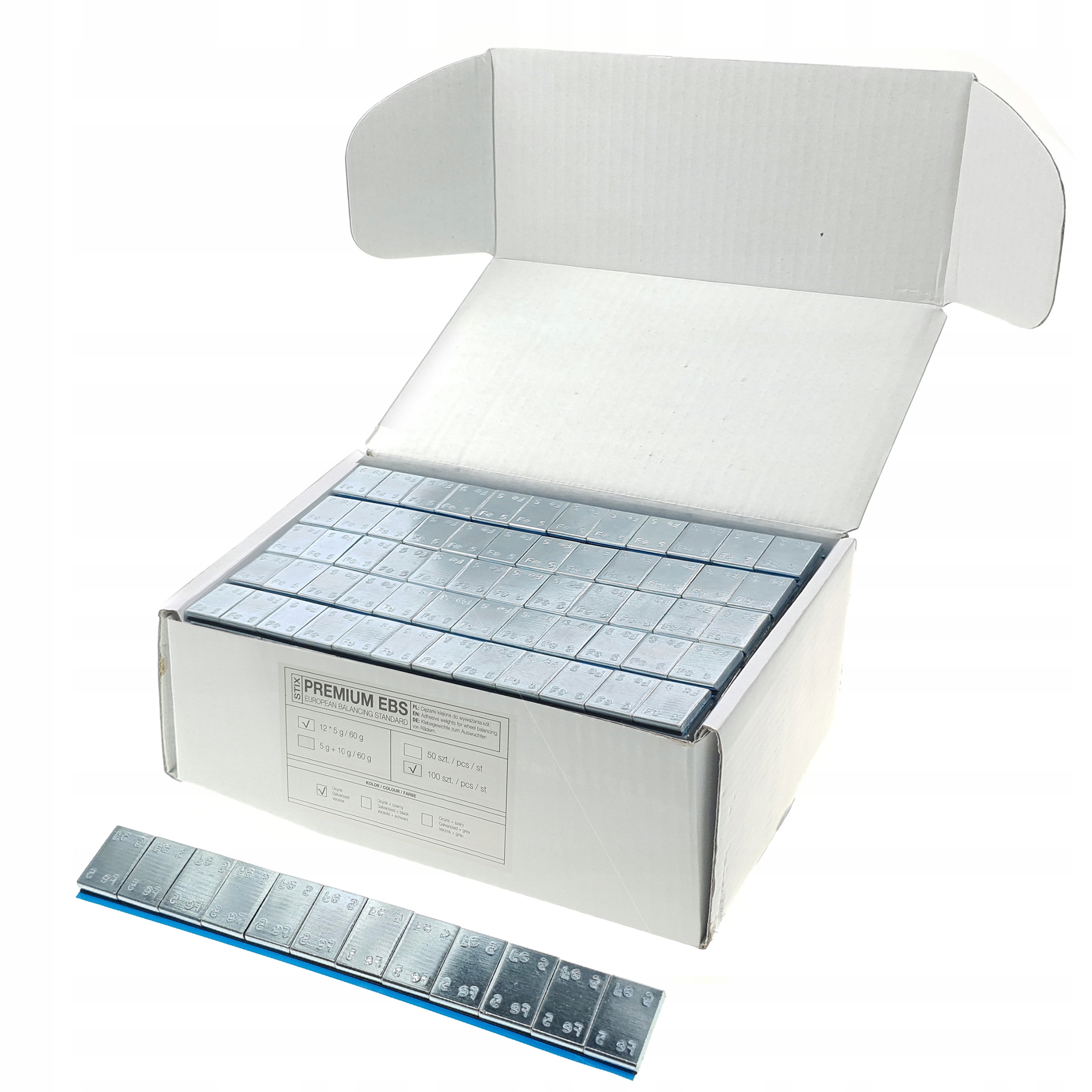 Ciezarki Klejone do Felg Szeroka Tasma 5g 400szt Weight with packaging 24 kg