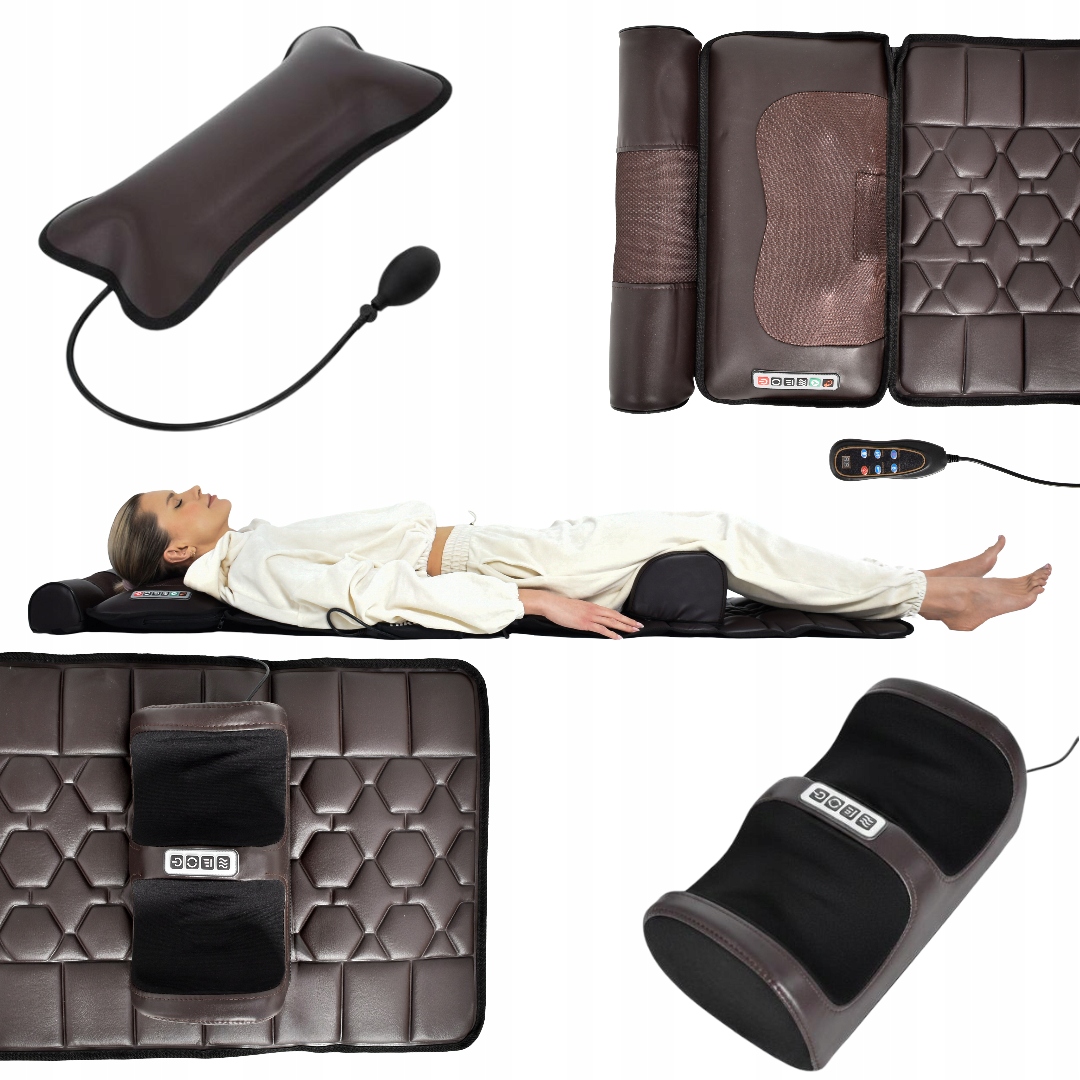 Mata Masująca Wibracyjna Do Masażu Pleców Na Fotel Materac 175x50cm Brązowa