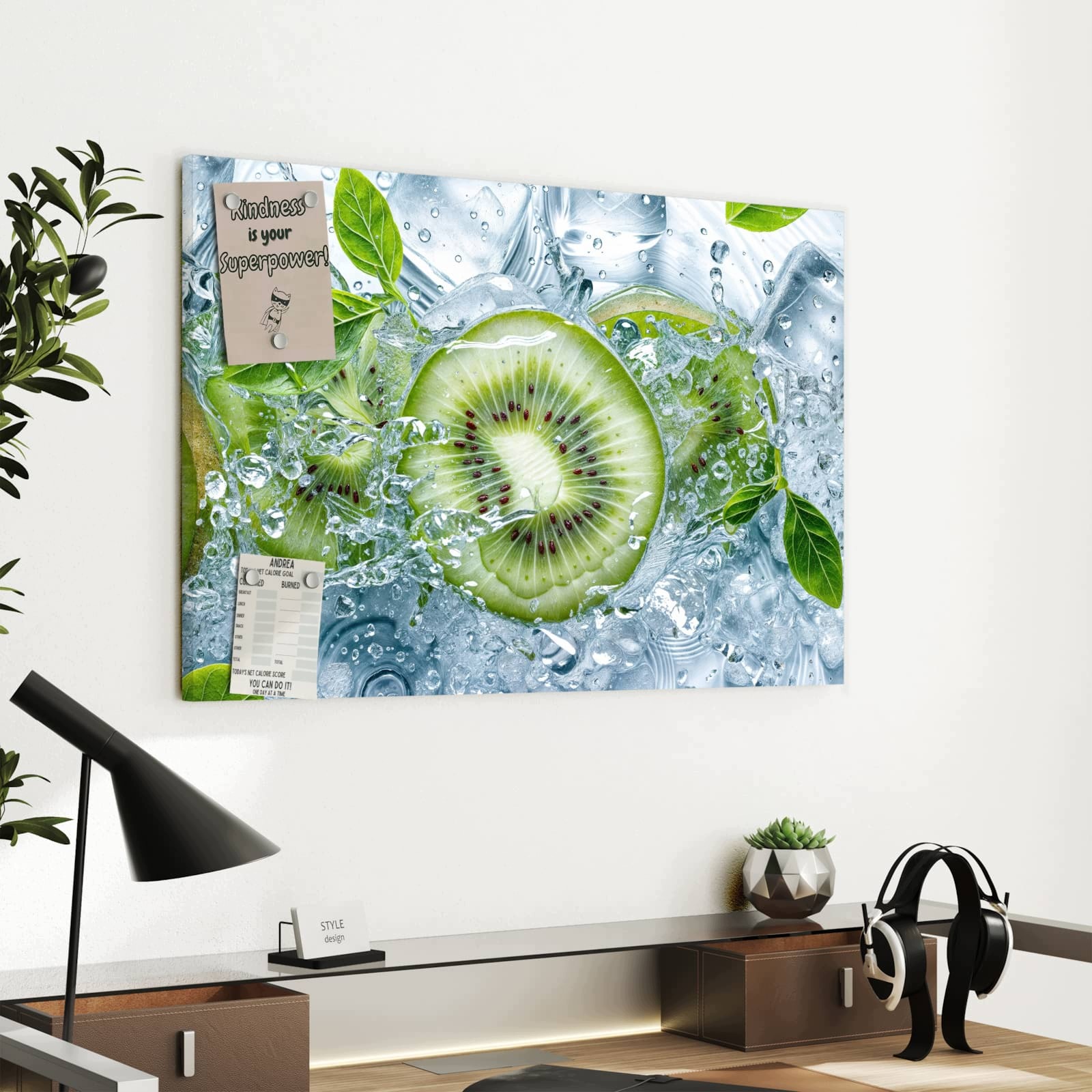 Magnetická tabule Svěží Kiwi Cákance 60 × 40 cm