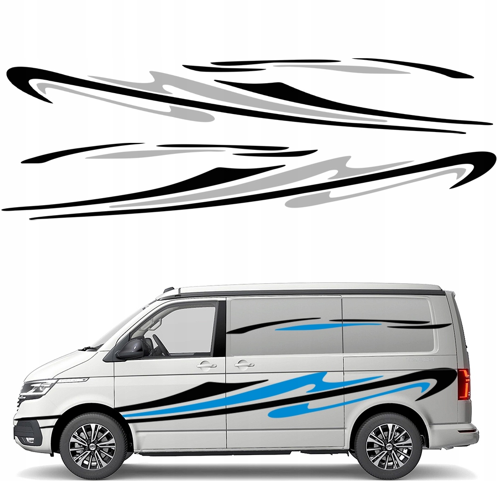 2x Nálepka Grafika na bok karavanu přívěs Motiv Pásy Linky 39x250