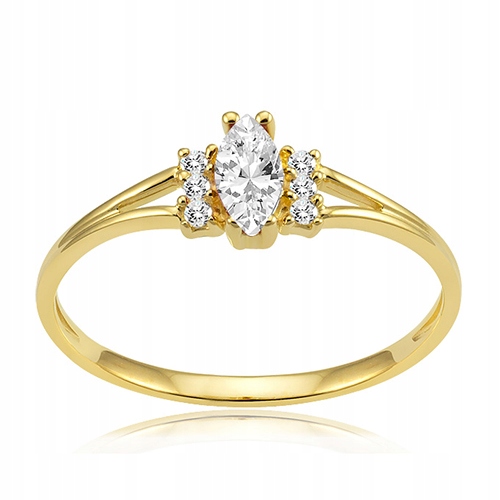 ZŁOTY PIERŚCIONEK ZARĘCZYNOWY CYRKONIE 585 14K R17 Waga 1.1 g