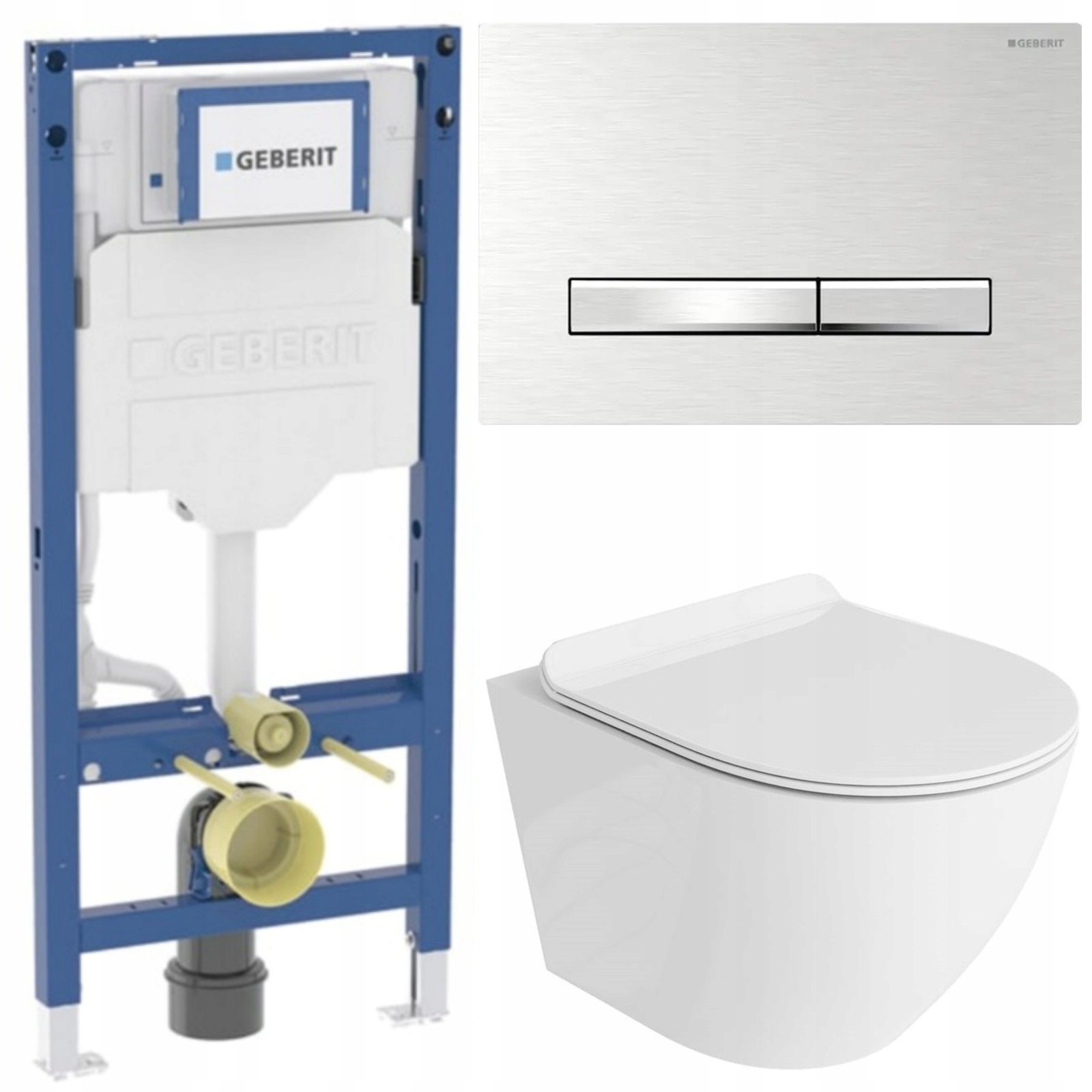 Geberit Zestaw Podtynkowy Wc Lavita Miska Wisząca Rimless Przycisk Stal