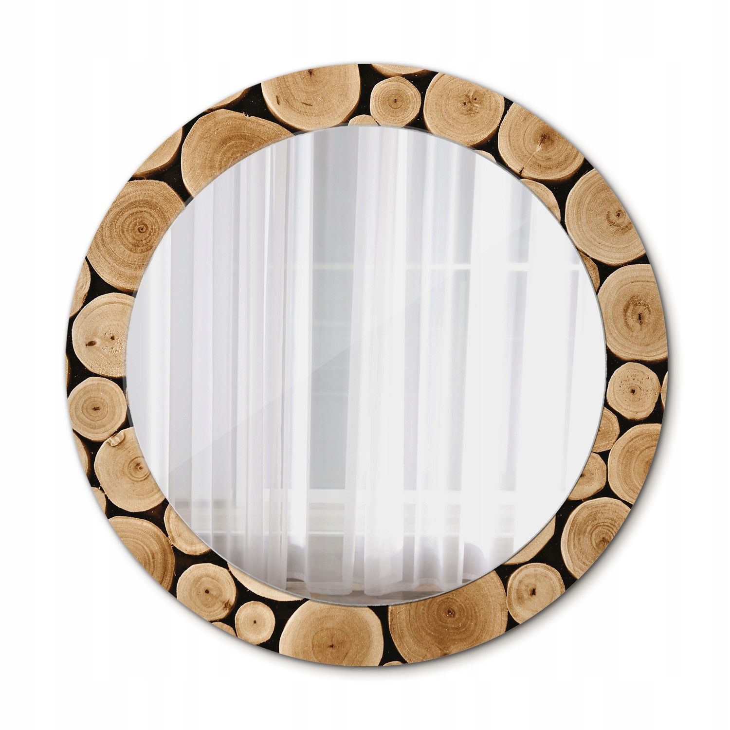 Moderné okrúhle zrkadlo Drevené guľatiny 70 cm