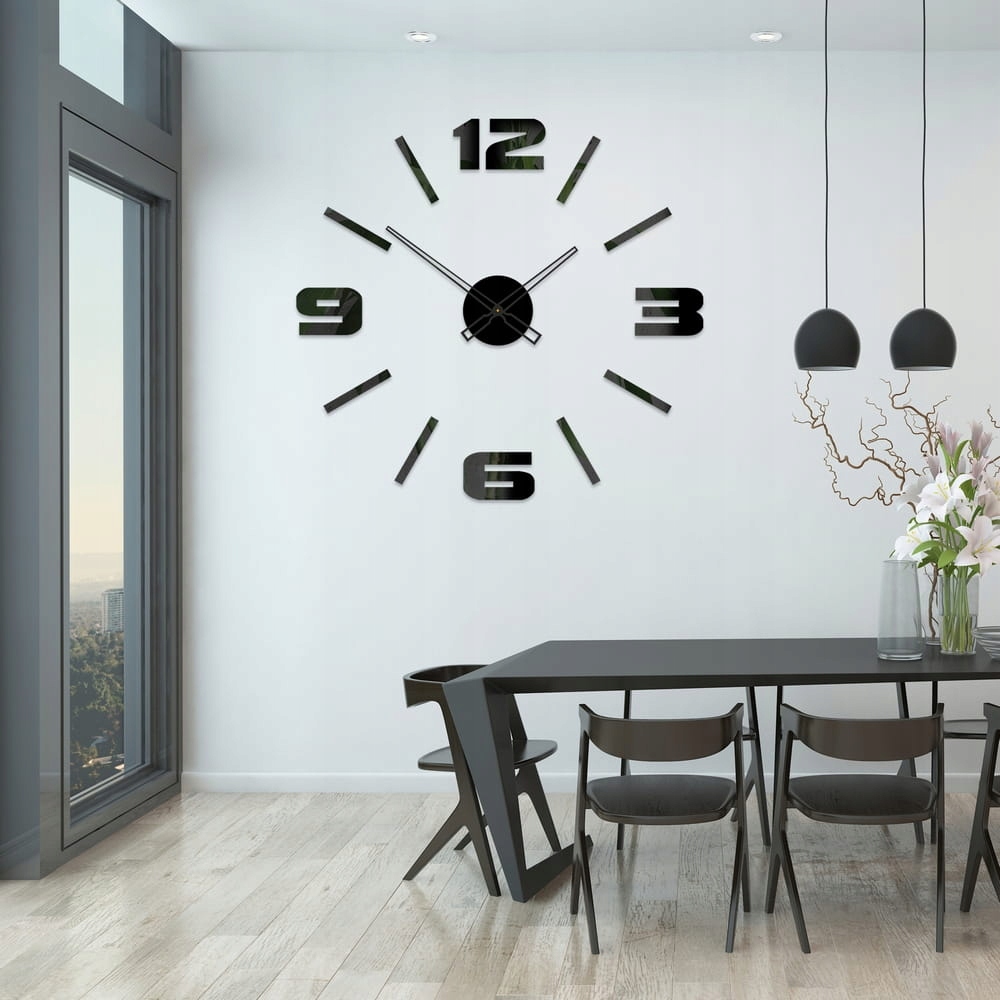 Nowoczesny zegar ścienny Mirror Mase L czarny