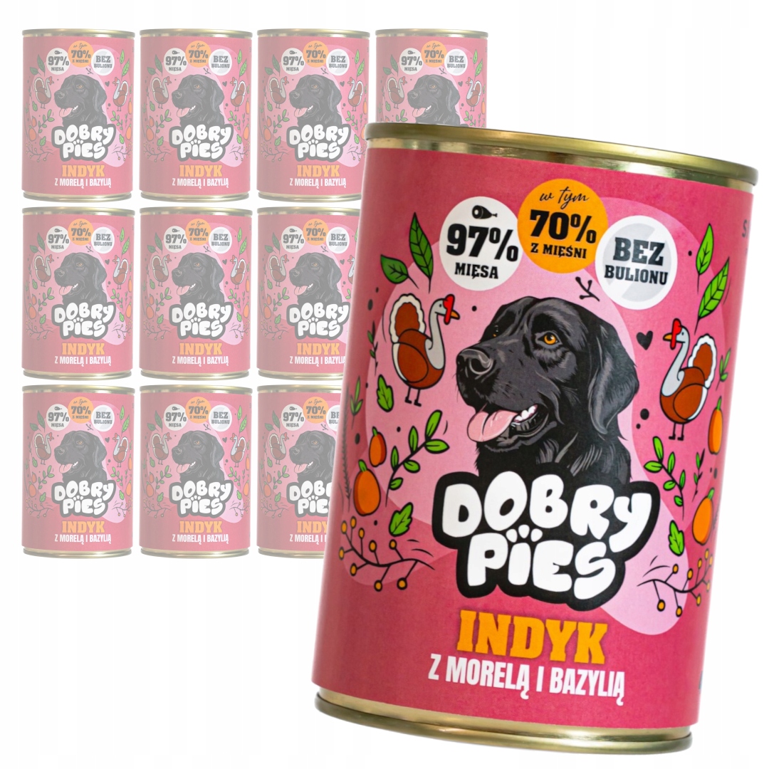 Levně Dobrý pes 12x400g Vlhké Krmivo pro dospělé psy Krůta s meruňkou a bazalkou