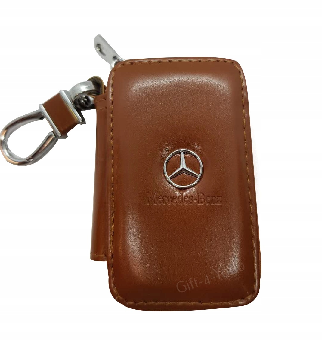 Коричневый кожаный чехол для ключей Mercedes