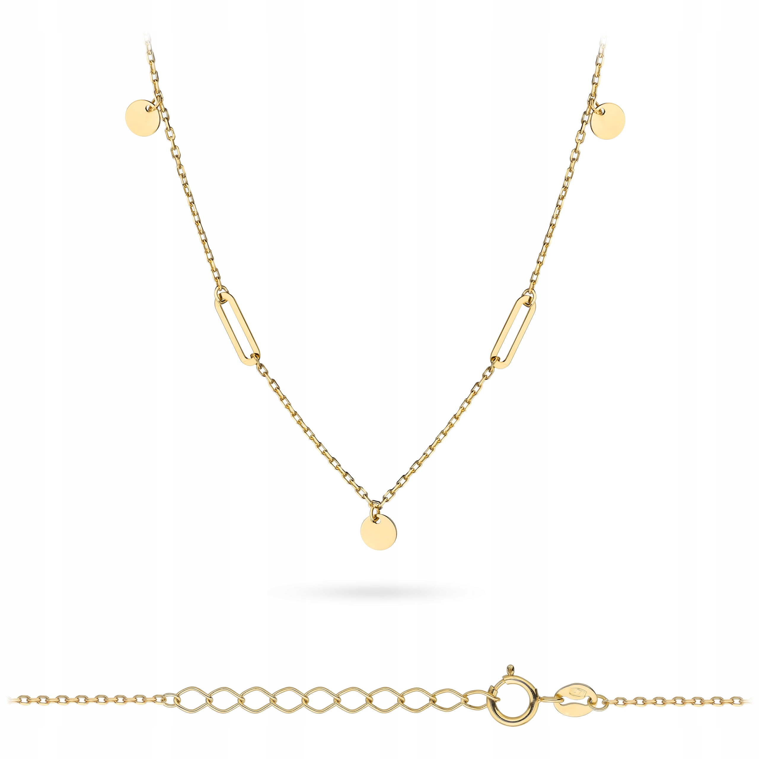 Zlatý Náhrdelník Řetízek Dámský pr. 585 Podélné články a plná kolečka