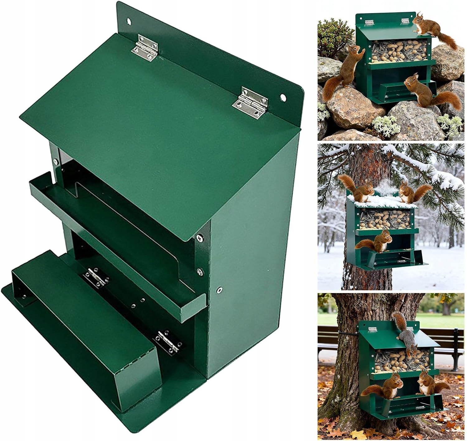 Levně Krmítko Pro Veverky Zelené, Velké Do Zahrady, 22.5 X 18.5 X 23 CM