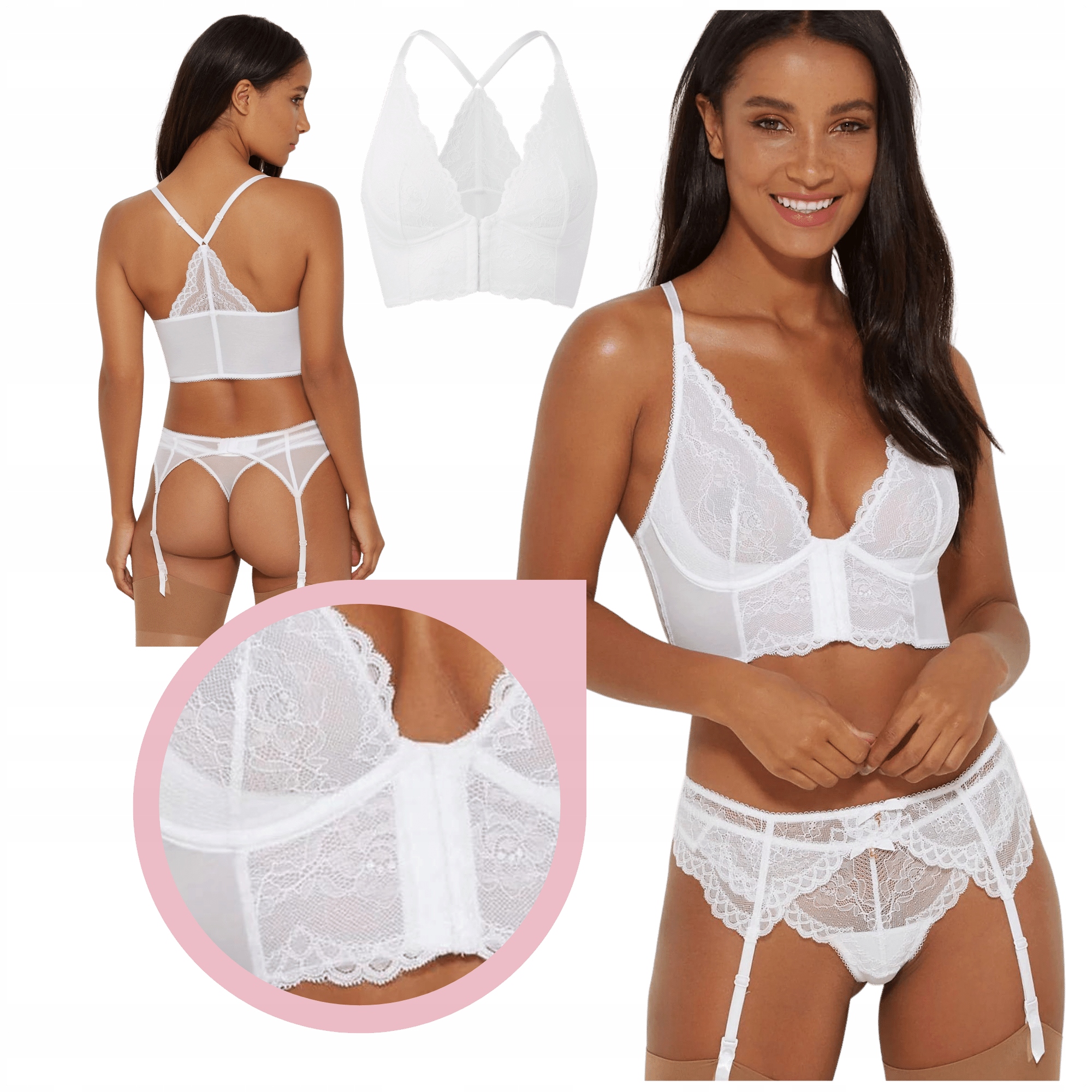 Gossard Superboost Lace Deep V Bralette Podprsenka bílá polokorzet 32D/70D