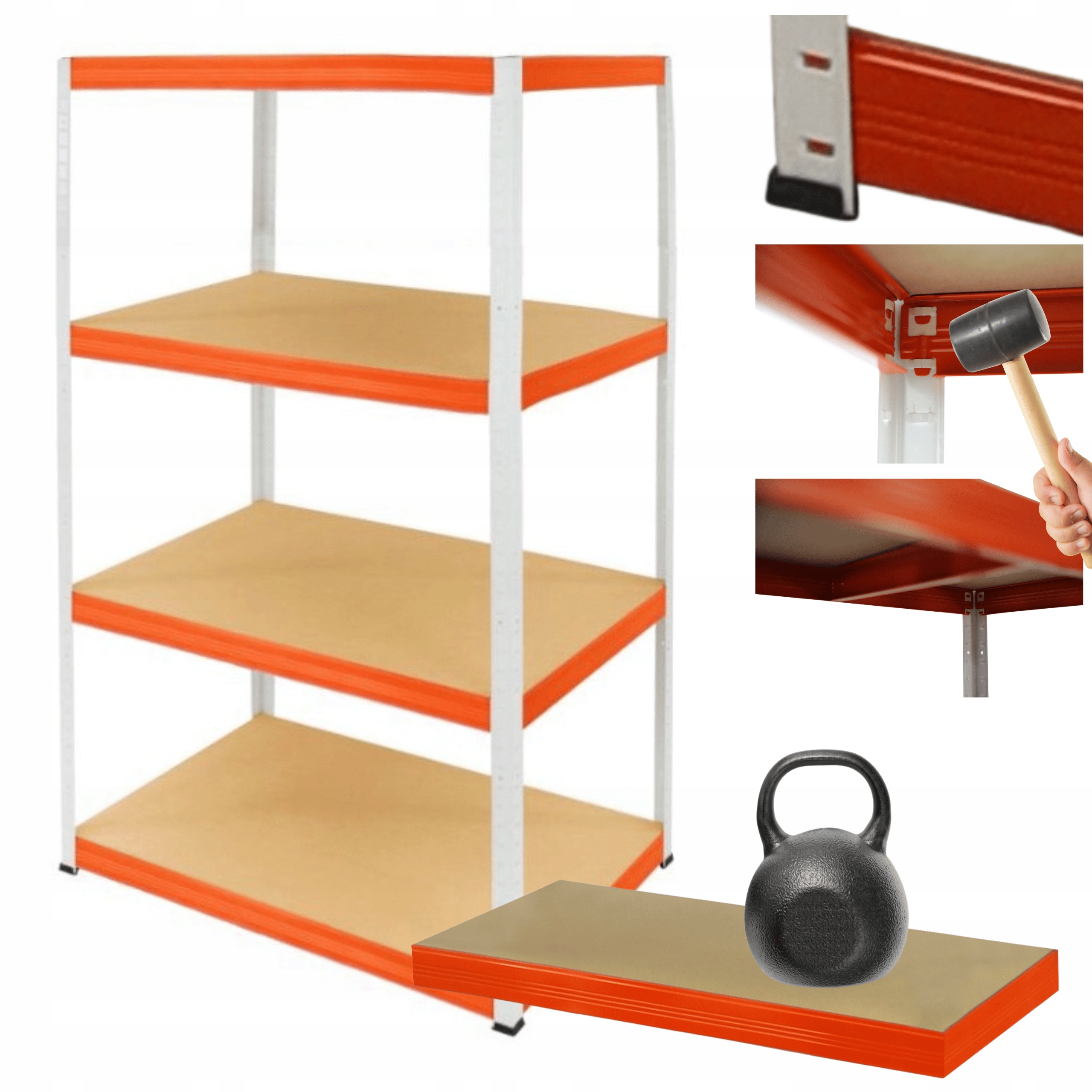 Kovový skladový regál s garážovým stojanom Helios 180x110x40 cm 4Px175 kg Pl