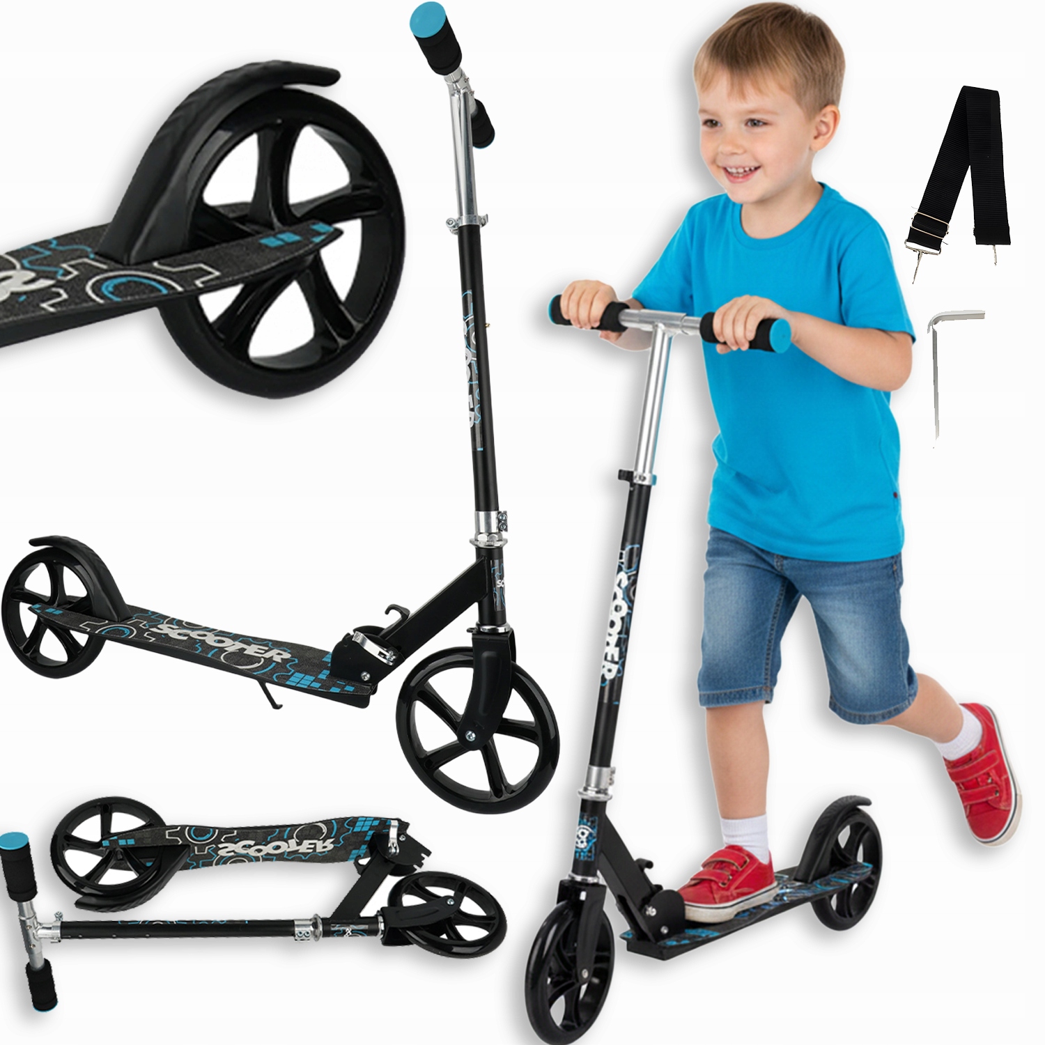 Hulajnoga 2 Koła Czarny Regulacja Wysokości Składana Hulajnoga Dla Dzieci