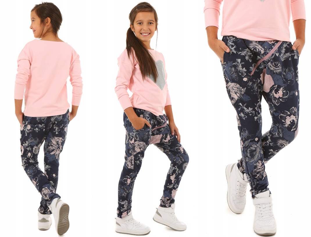 

Baggy Zip, Spodnie Z Ekspresem, kwiaty 122