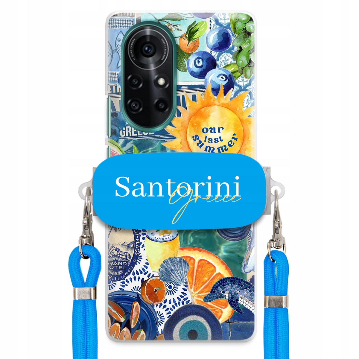 Puzdro pre Huawei Nova 8 Pro Modré Crossbody vodítko držiak Santorini Sea