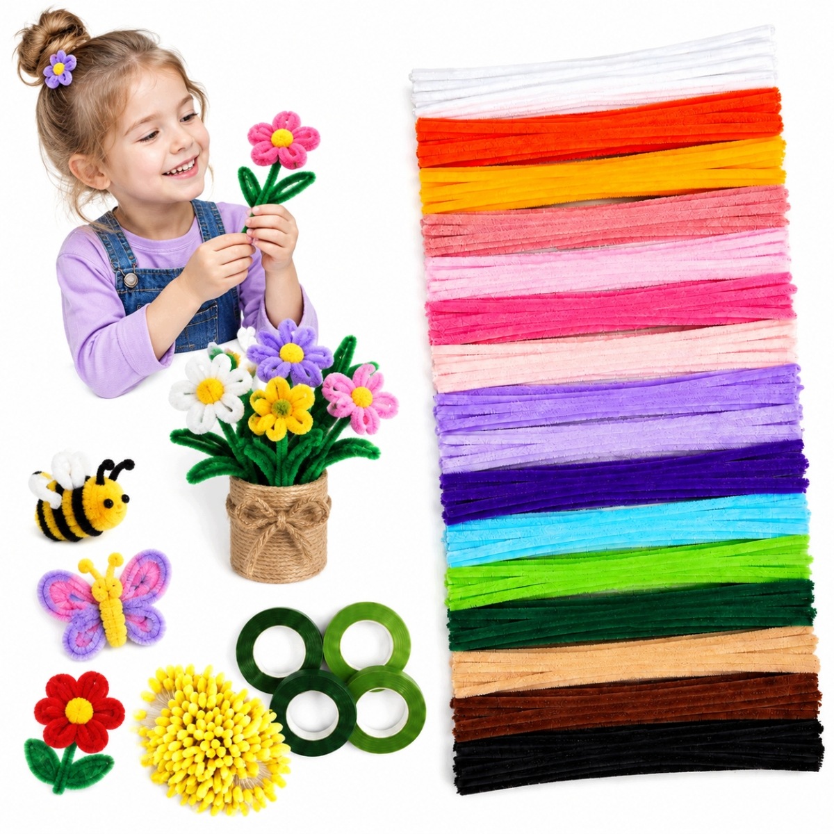 Čističe Chenille 800 Ks Sada 16 Barev Diy Květiny Pro Děti