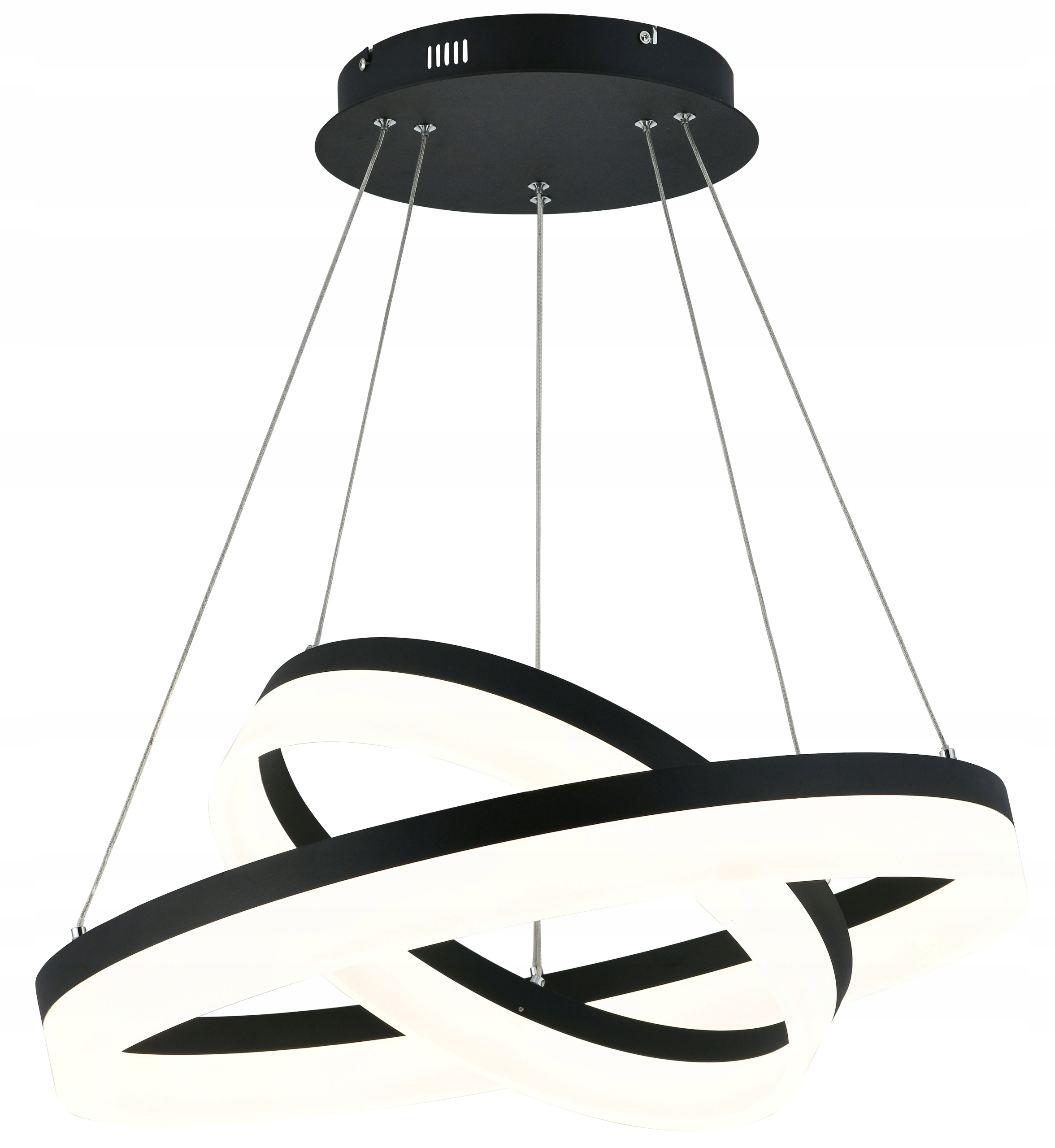 Čierna veľká závesná Led lampa Ringi s kruhmi 60 cm Cornelia 60 W