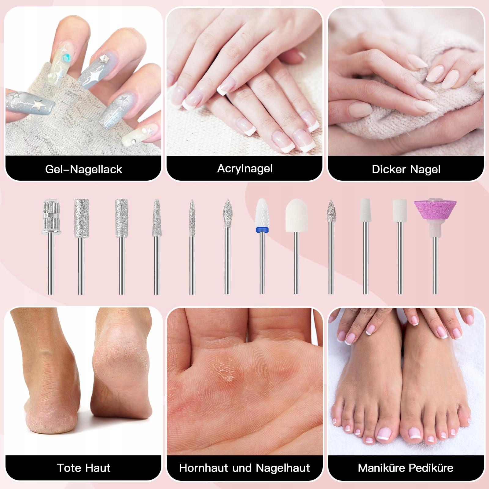HEBECA Zestaw Do Manicure Pedicure Bezprzewodowy 12w1 Szary — miniatura 8