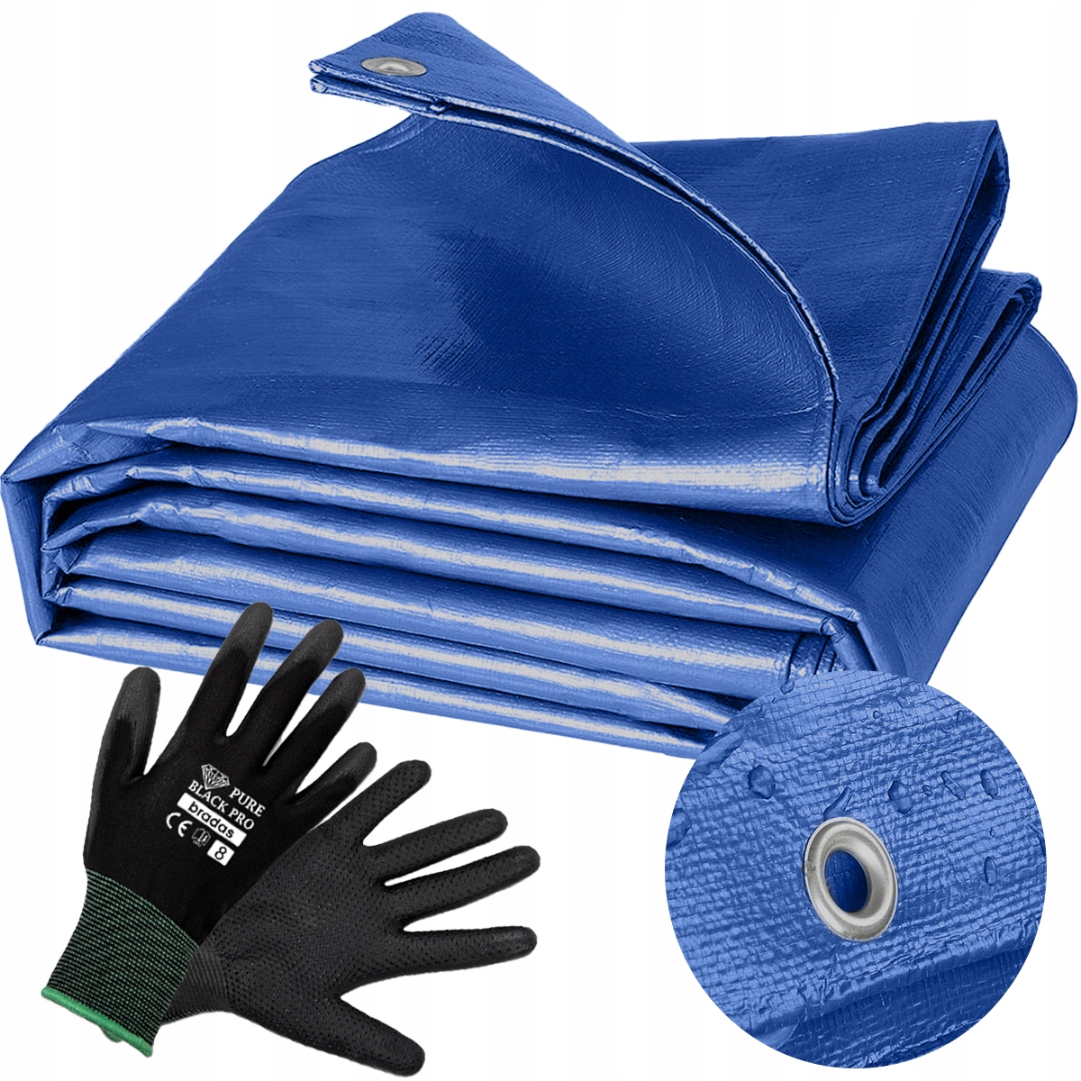 Plachta 8x10M Zesílená Krycí Silná Plachta Rukavice