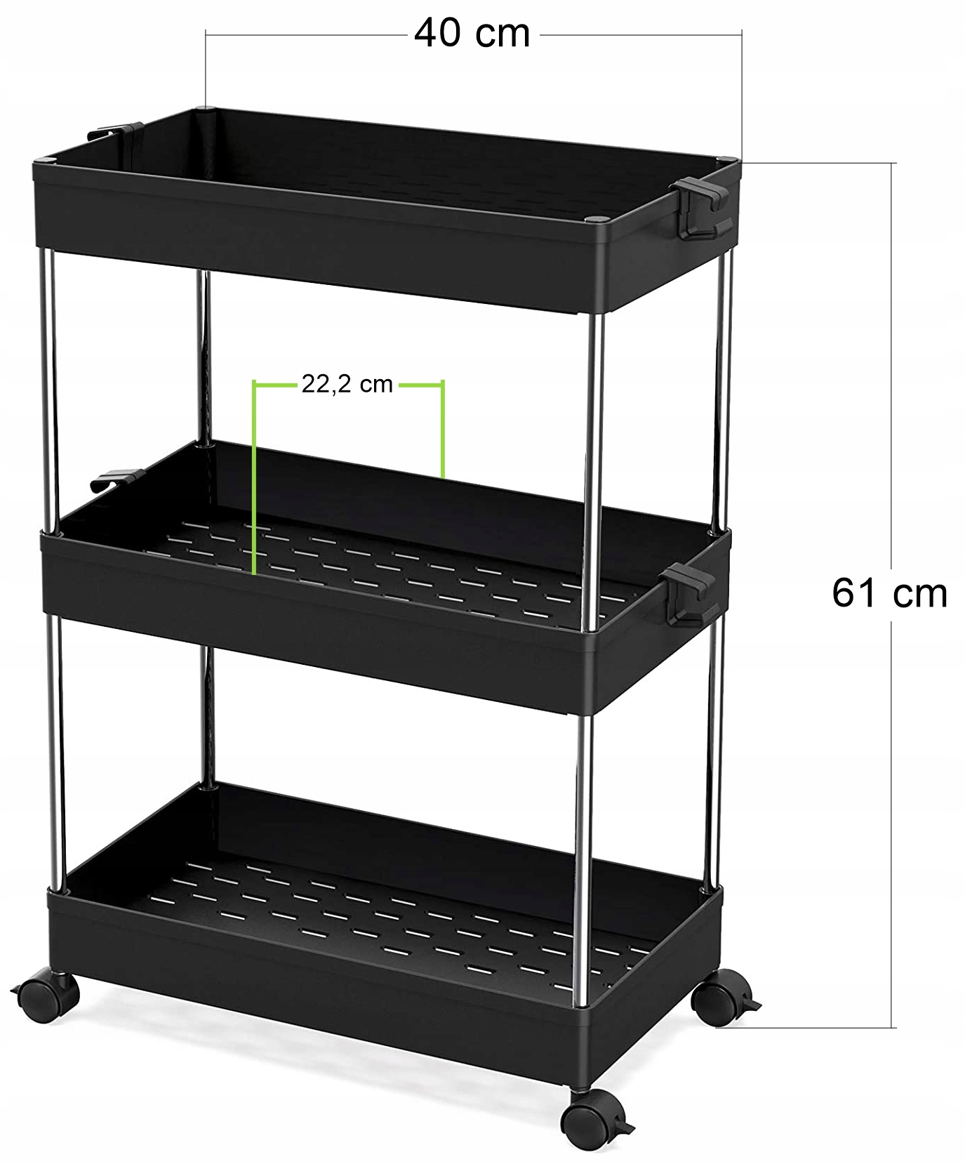 WÓZEK POMOCNIK FRYZJERSKI DO SALONU KOSMETYCZNEGO SPA PÓŁKA REGAŁ CZARNY EAN (GTIN) 5904194635718