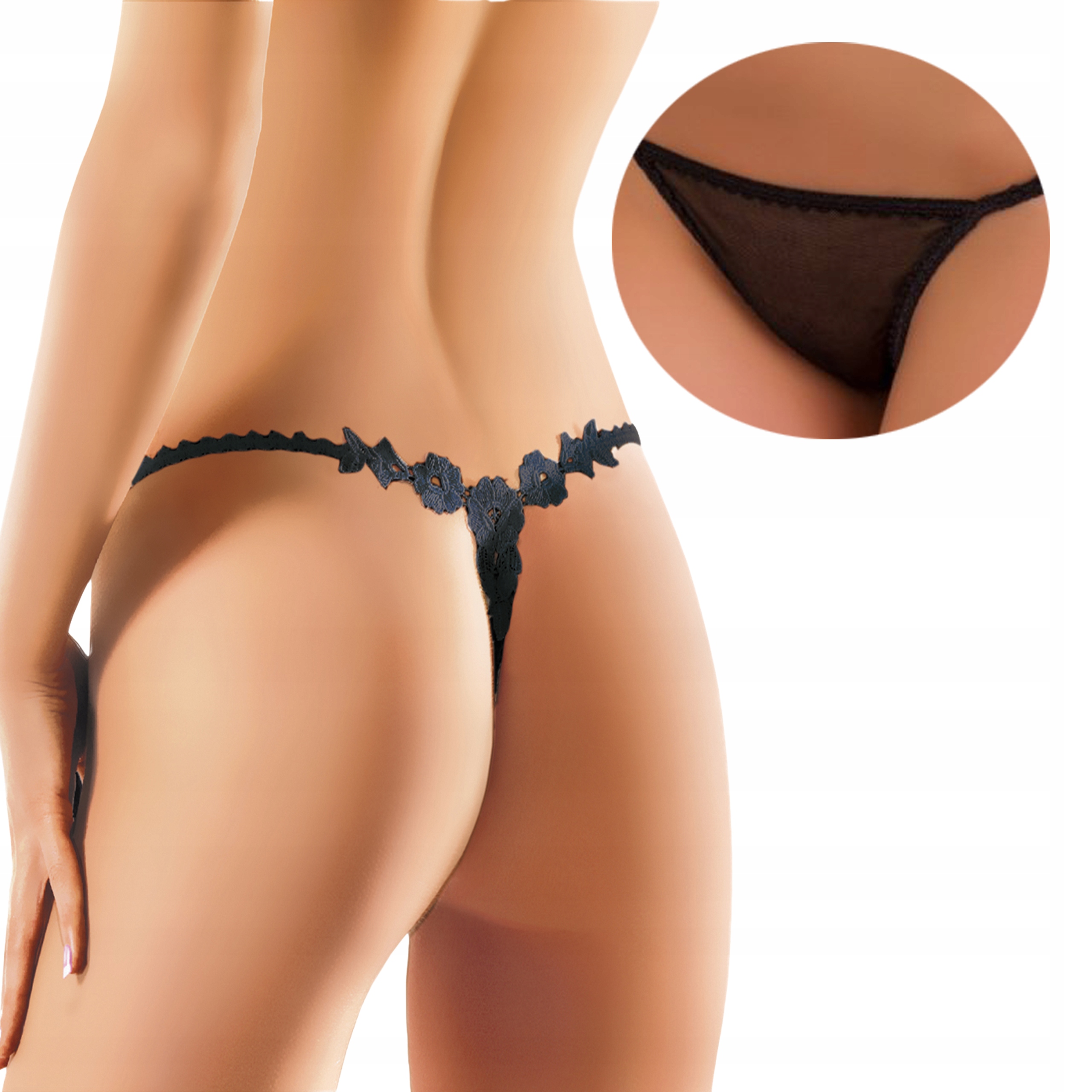

Ewana 047 Obłędne Stringi z Tiulu Czarny S