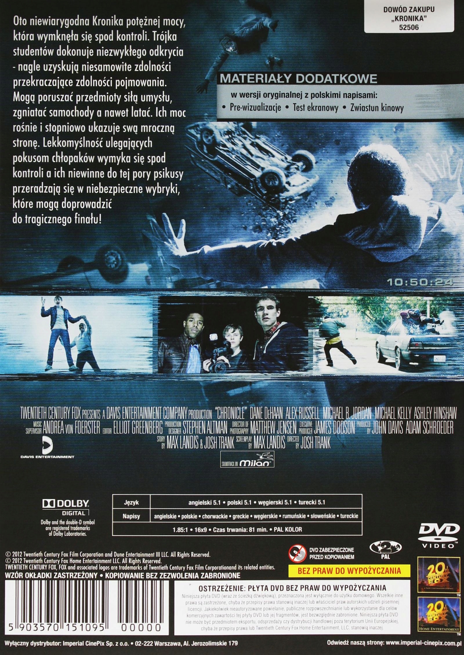 KRONIKA (DVD) Stan opakowania oryginalne