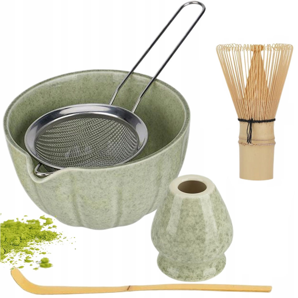 Levně Tradiční sada Matcha: Miska Chasen Lžíce Sítko Dárek pro fanouška čaje