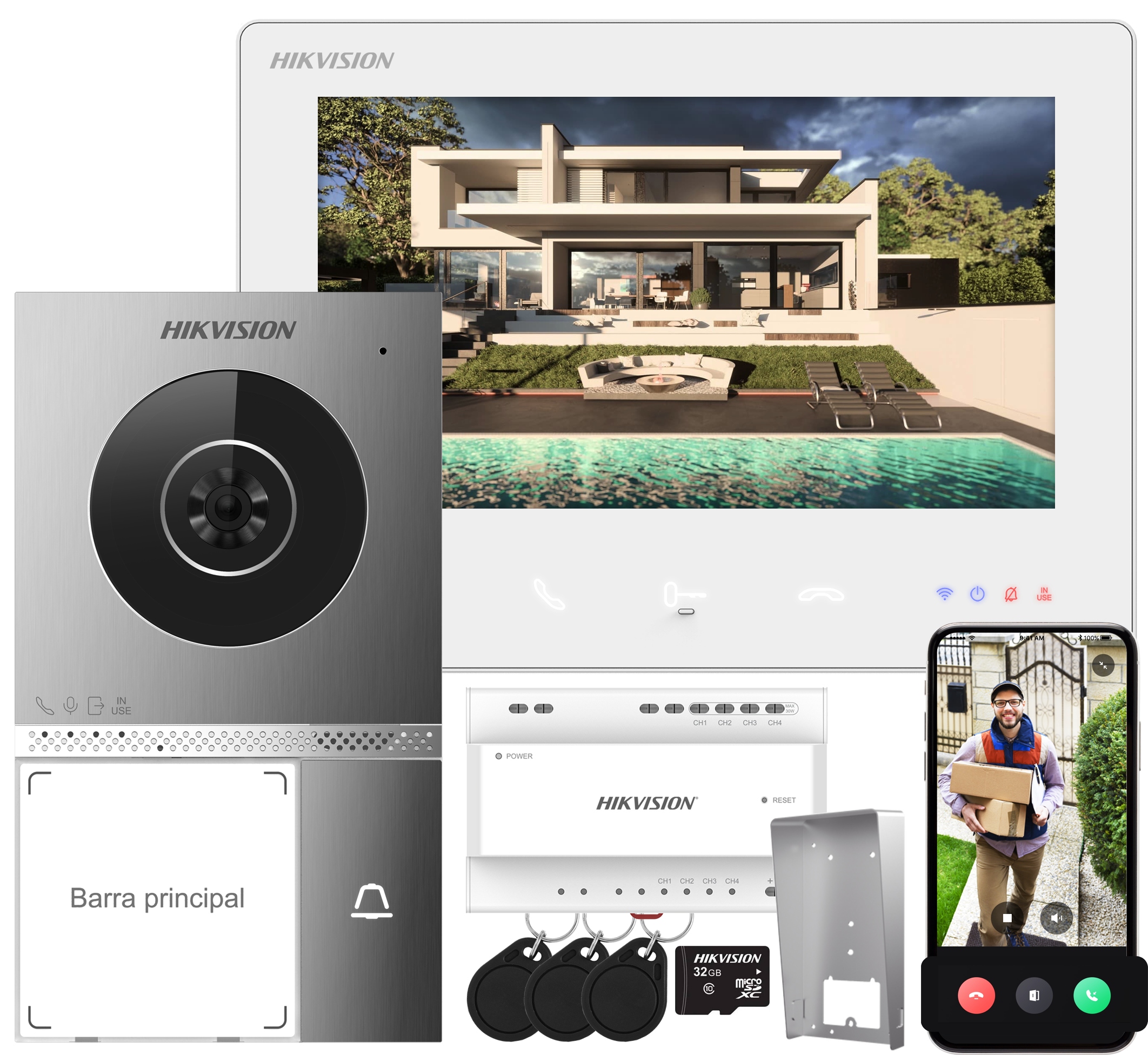 Videovrátnik 2-ŽILOVÝ Wifi Bránka Čítačka DS-KIS705EY Hikvision Villa