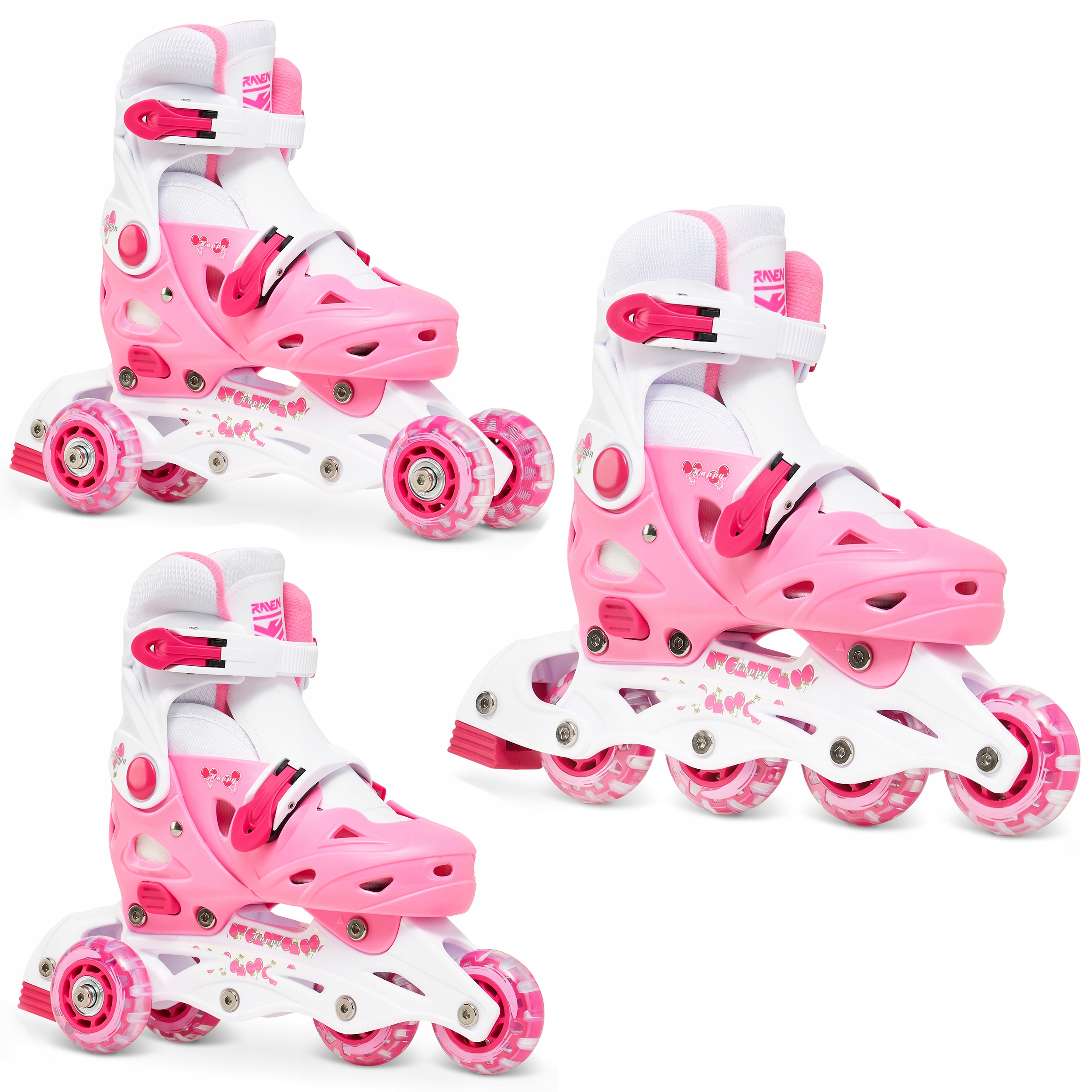 Rolko-Wrotki 3w1 Regulowane RAVEN Balloon Pink