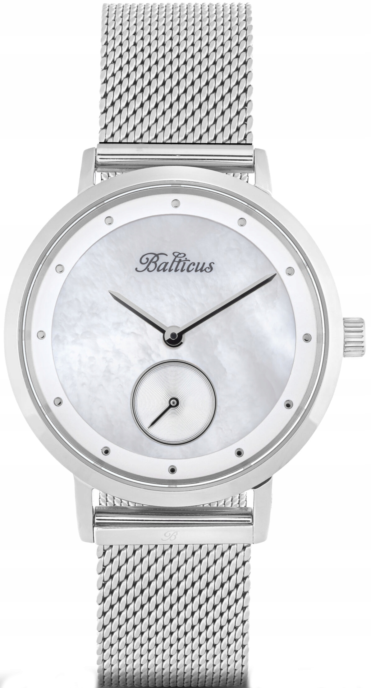 Polský Elegantní Dámské Hodinky Balticus Sky Stříbrné Perleťové Sada 34 mm