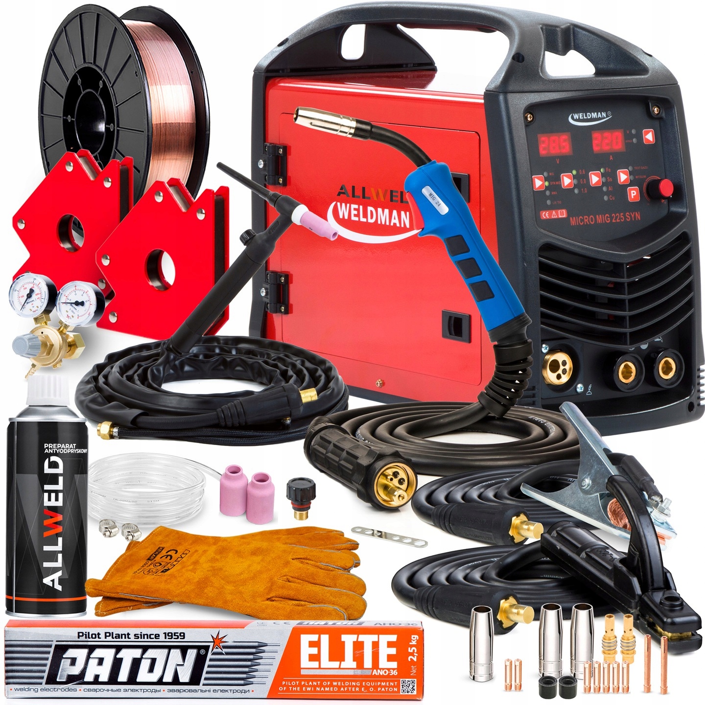 Poloautomatický Svařovací Stroj Weldman Micro Mig 225 Synergie Mma Tig 230V 220A 3V1