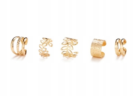 Zestaw Kolczyków w kolorze ZŁOTYM Nakładanych klips 5 szt Nausznice Marka Inna marka