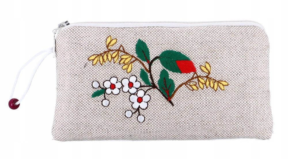 Etui na okulary, kosmetyczka, folk haft kociewski maki (płótno)