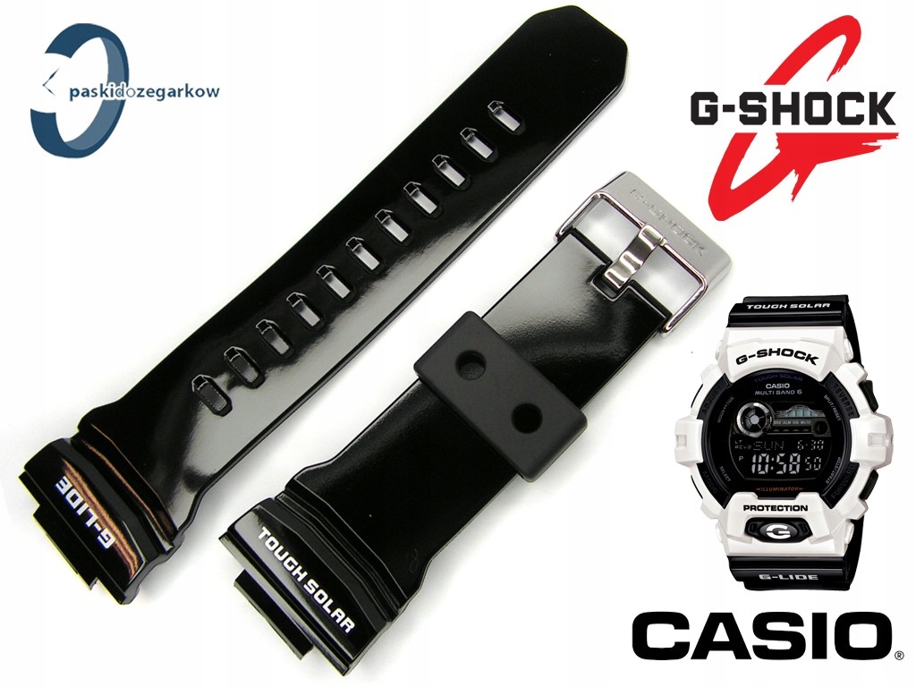 Řemínek k hodinkám Casio GWX-8900B-7 GWX-8900 černý lesk originál