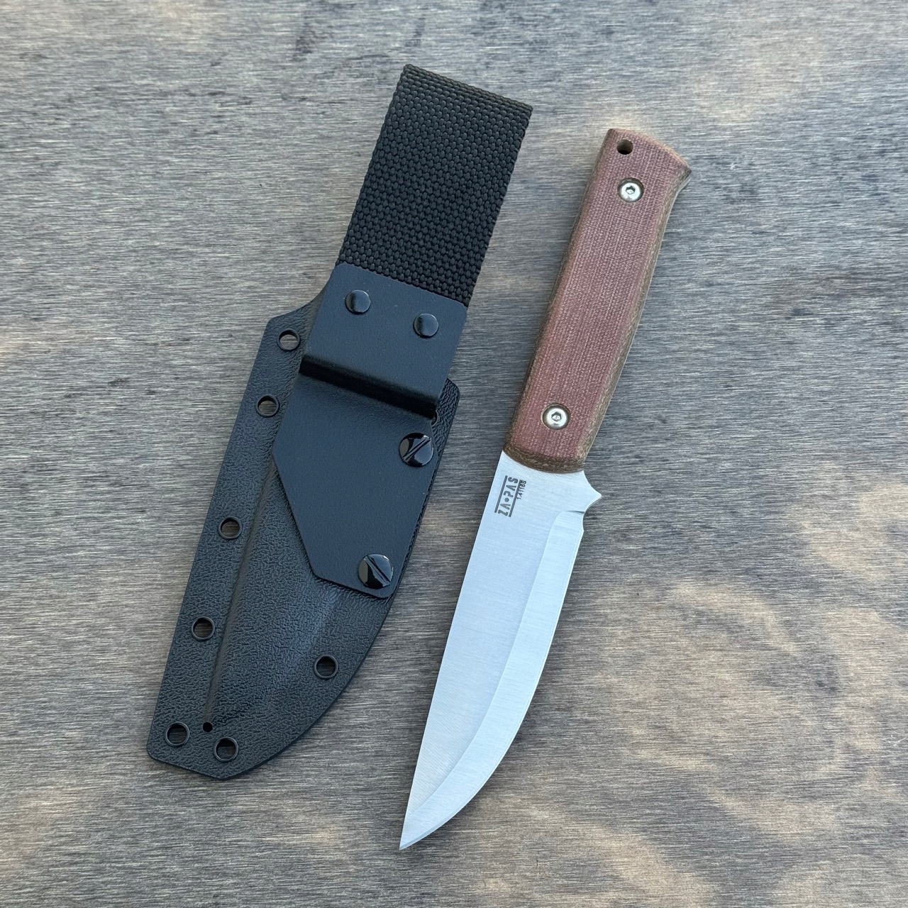 Nůž Za-pas Knives Biwi satén 1.4116S hnědá micarta pouzdro