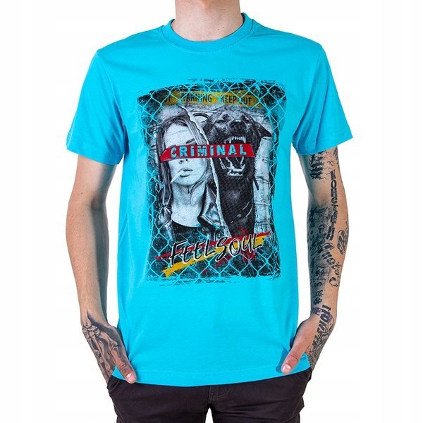 

1011 L.blue Niebieski Męski T-shirt L - 40