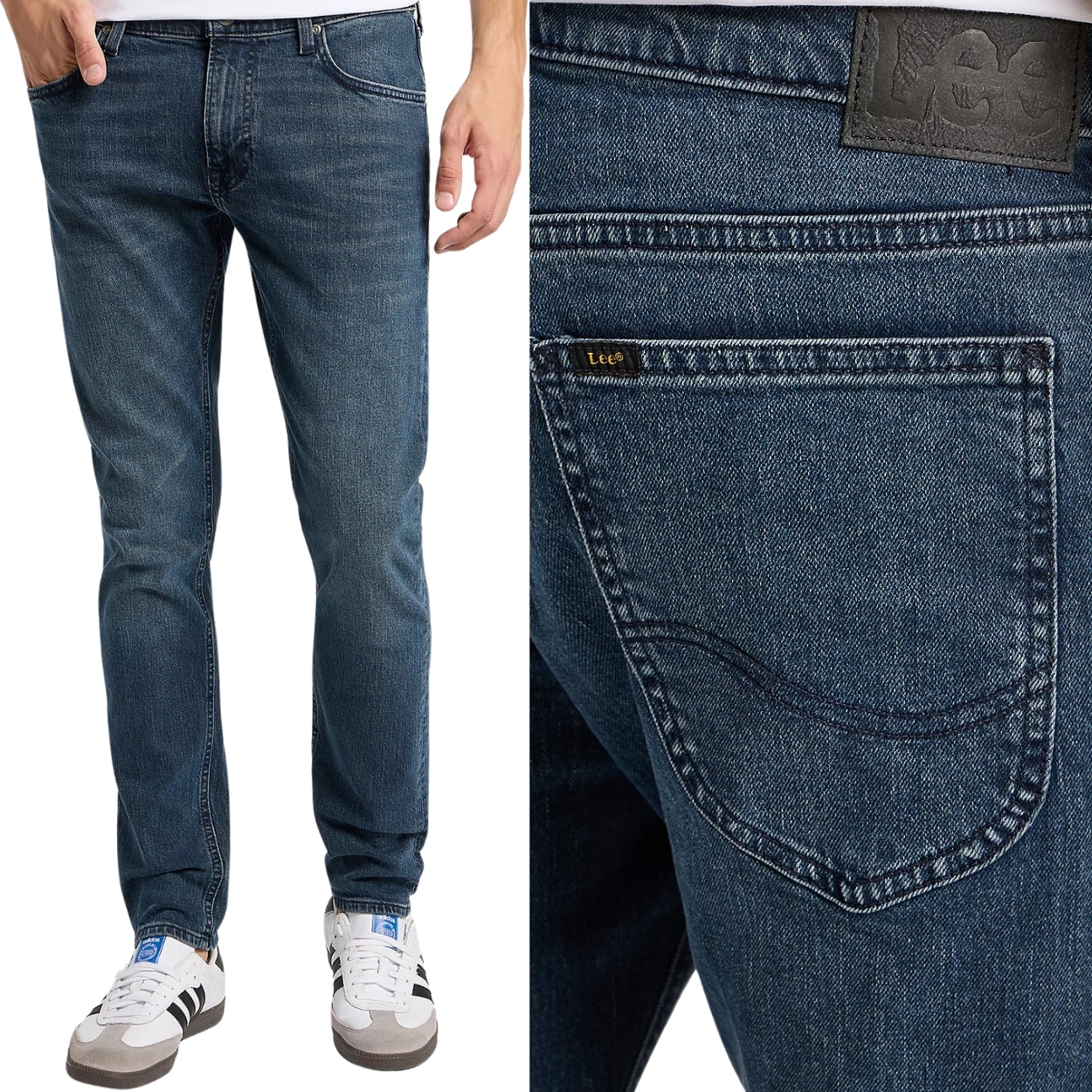 Lee Luke slim Holland Blue, silně zúžené tmavé džínové kalhoty W31 L34